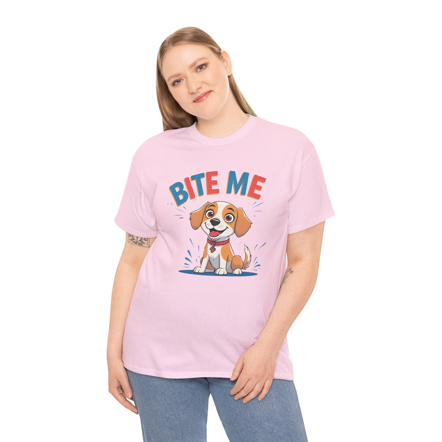 Playful Dog Lover Tee, Bite Me Unisex Cotton T-Shirt for Dog Trainers, Funny Gift for Dog Lovers, Cute Dog Apparel