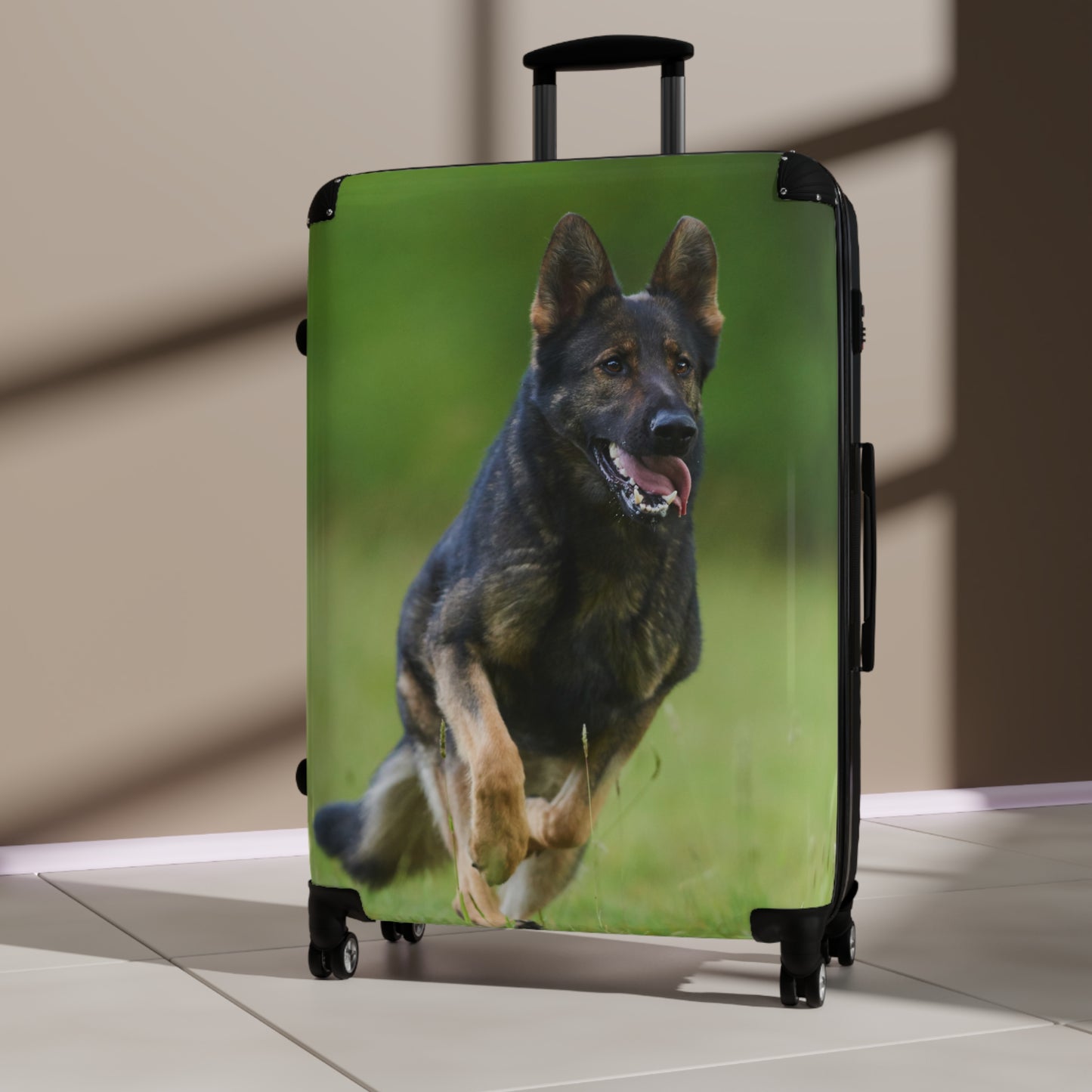 Dog Lovers Suitcase Featuring a Working Line German Shepherd Running On the Grass