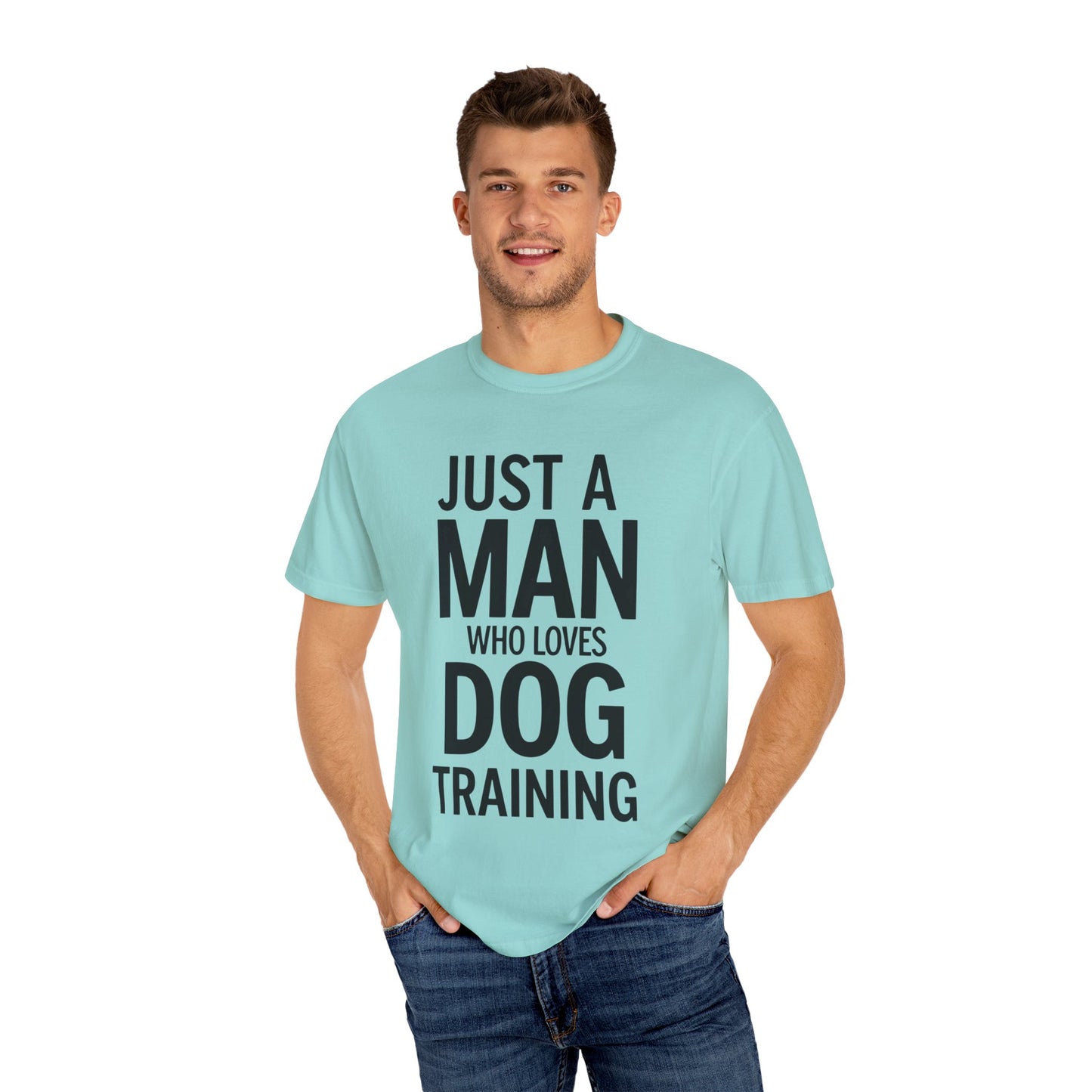 Dog Training Enthusiast T-Shirt - Just a Man Who Loves Dog Training, Pet Lover Gift, Casual Comfort Wear, Dog Owner Apparel, Gift for Dog Lovers