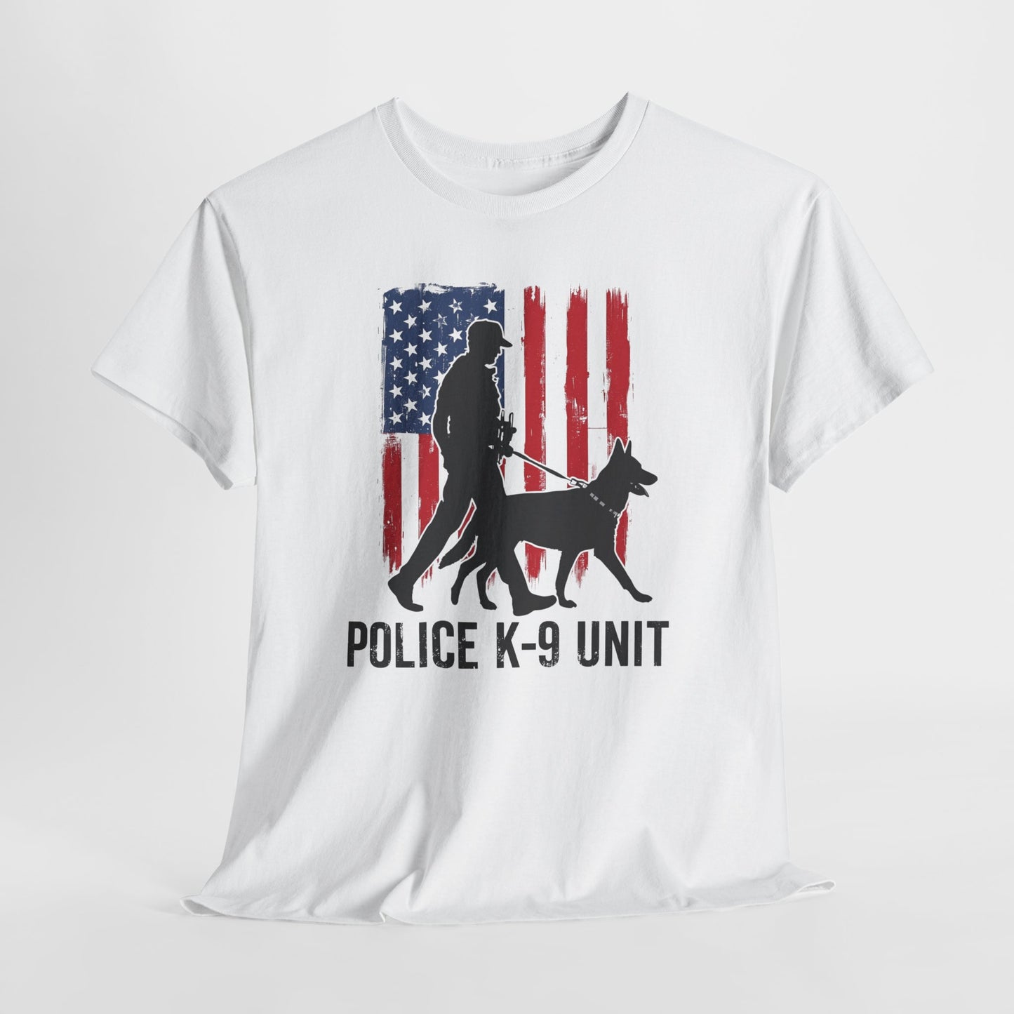 Patriotic Police K-9 Unit Heavy Cotton Tee, Unisex Cotton Shirt for Dog Lovers, Law Enforcement Apparel, Gifts for Police Officers