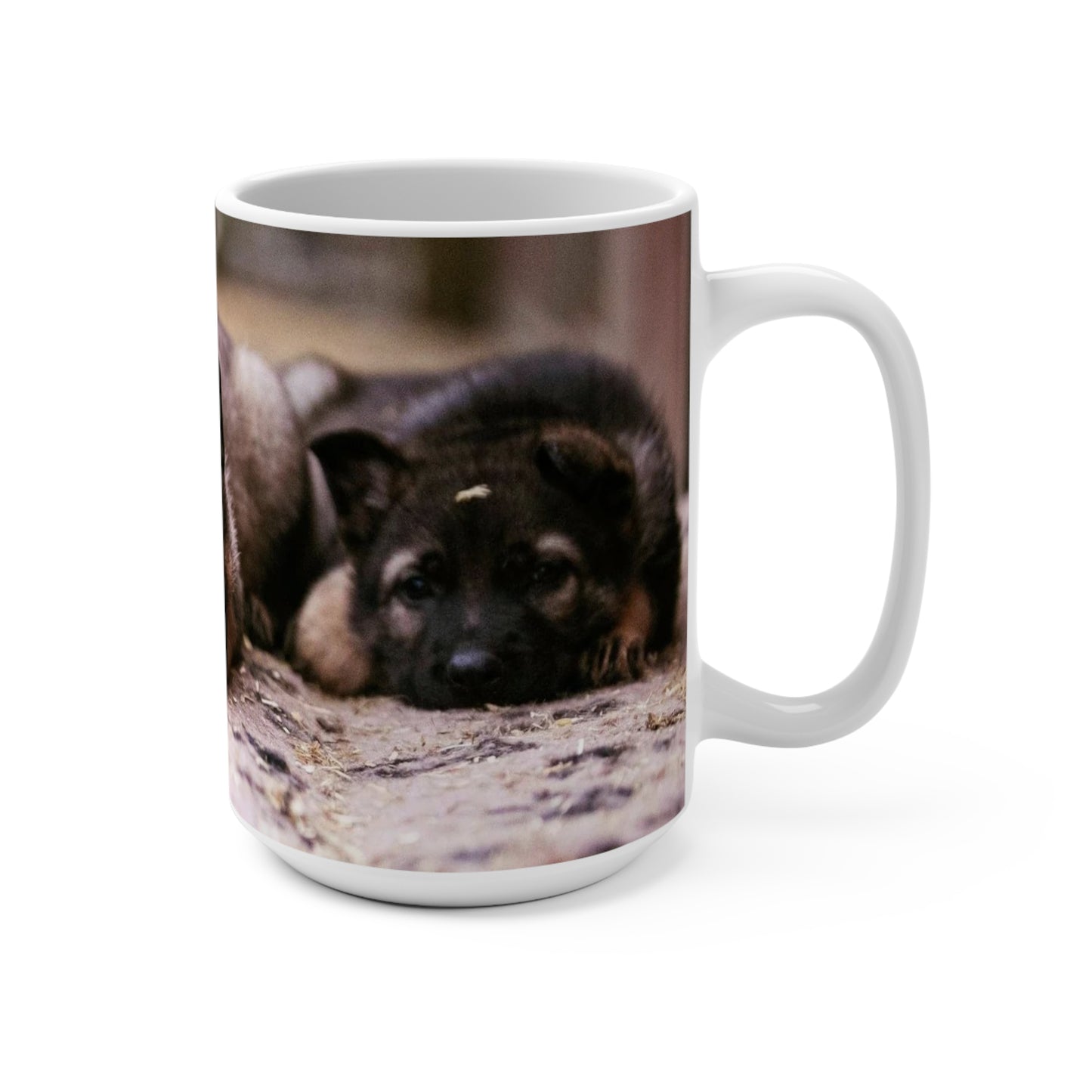 Adorable 15oz Dog Lover Ceramic Mug With Three Sable German Shepherd Puppies