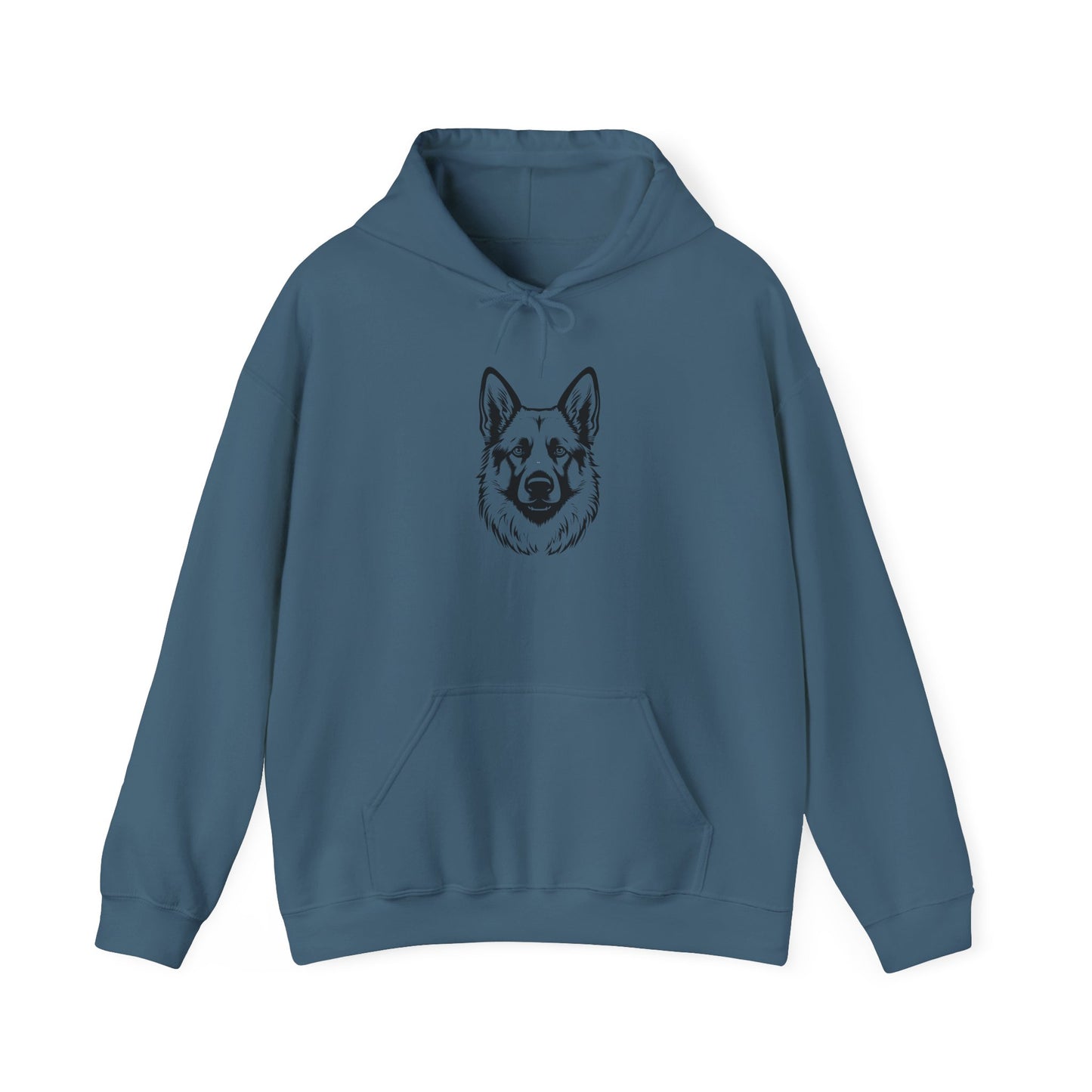 Unisex Dog Lover Hoodie With a Close Up Graphic of Black and Transparent German Shepherd