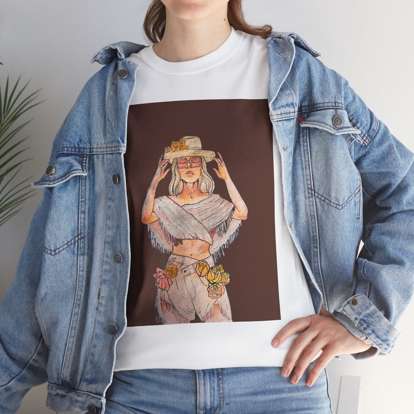 Bohemian Vibes Unisex Heavy Cotton Vintage Tee, Casual Wear, Summer Style Shirt, Gift for Her, Festival Outfit, Art-Inspired Apparel