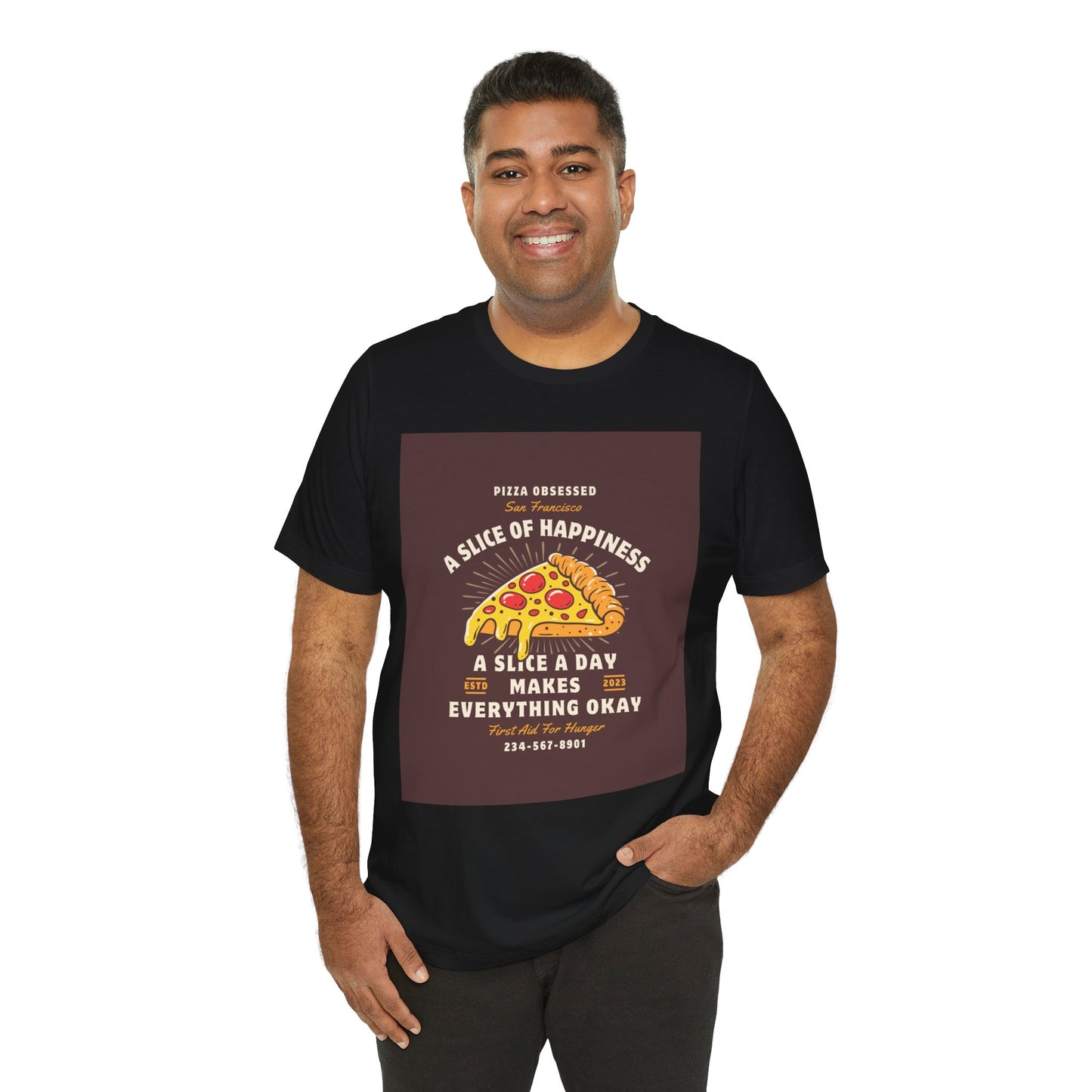 Pizza Lover's Happiness Tee, Fun Unisex T-Shirt, Casual Wear, Gift for Foodies, Pizza Party Attire, Comfortable Daily Shirt