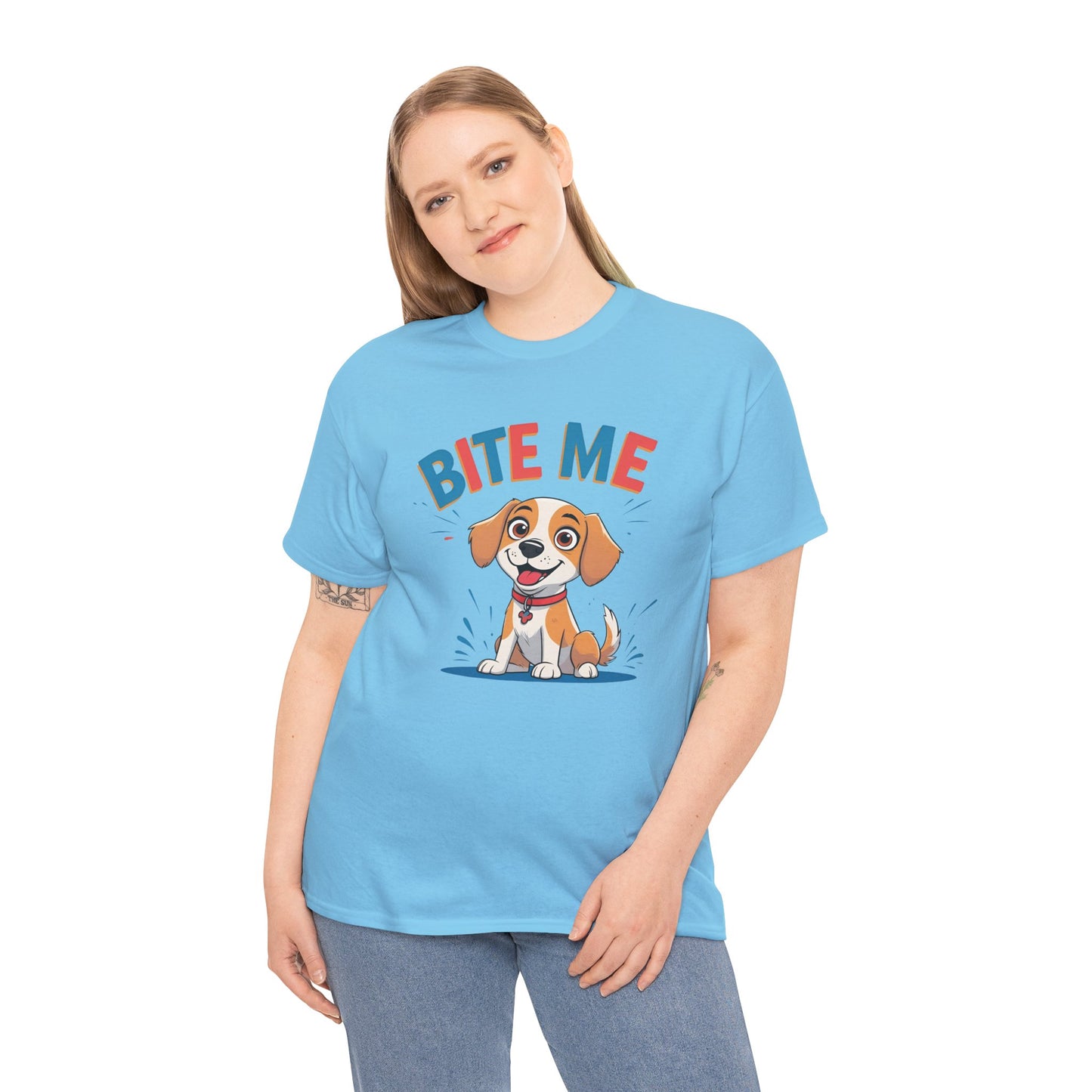 Playful Dog Lover Tee, Bite Me Unisex Cotton T-Shirt for Dog Trainers, Funny Gift for Dog Lovers, Cute Dog Apparel