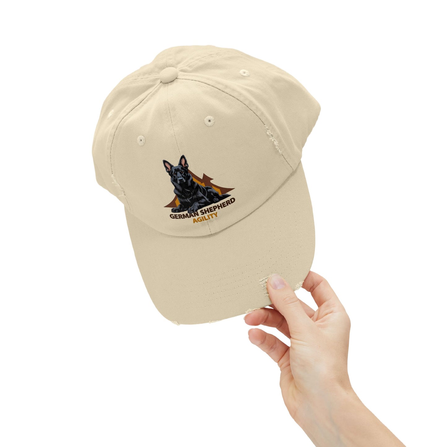 German Shepherd Agility Distressed Cap, Vintage Dog Hat, Pet Lover Gift, Adjustable Baseball Cap, Casual Outdoor Apparel