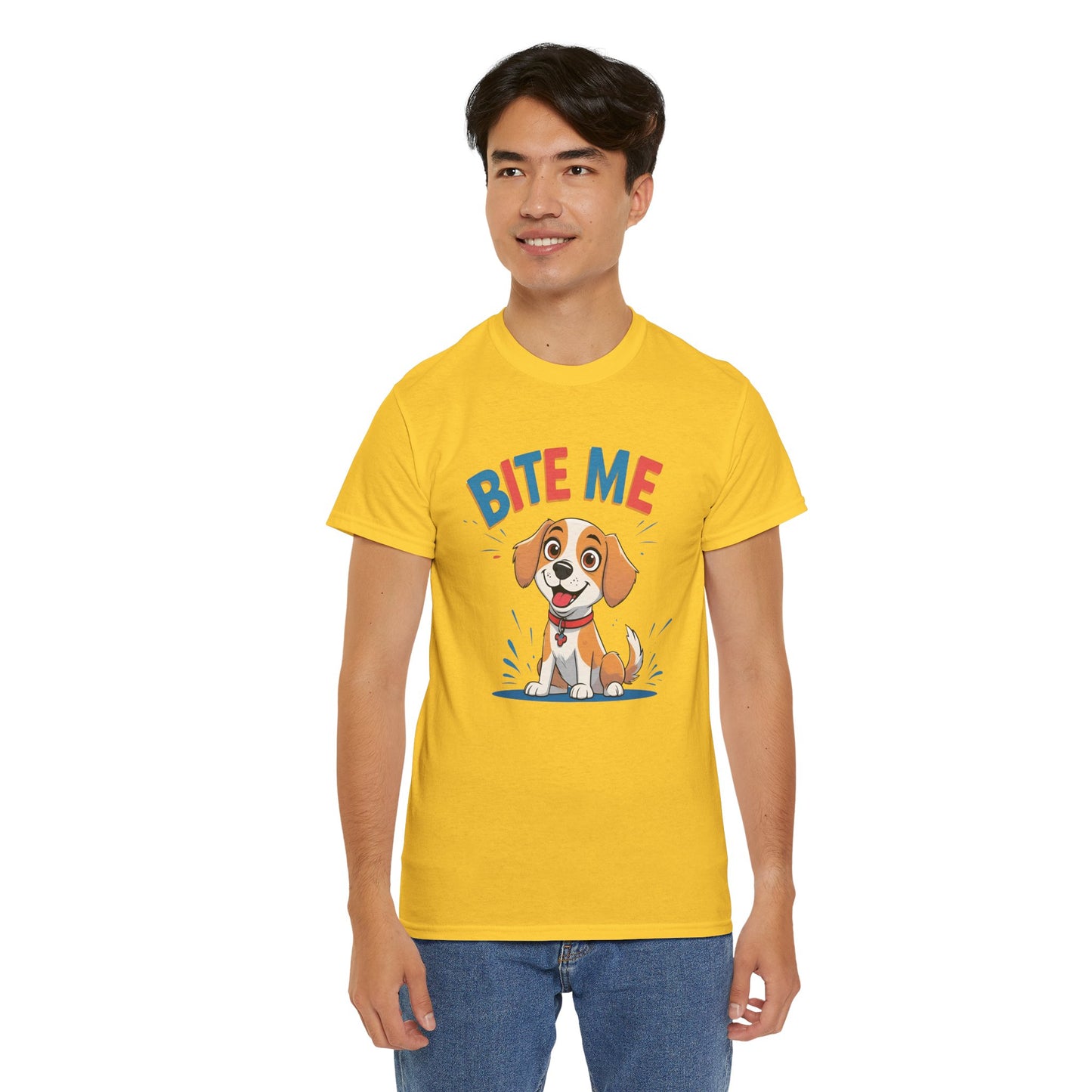 Playful Dog Lover Tee, Bite Me Unisex Cotton T-Shirt for Dog Trainers, Funny Gift for Dog Lovers, Cute Dog Apparel