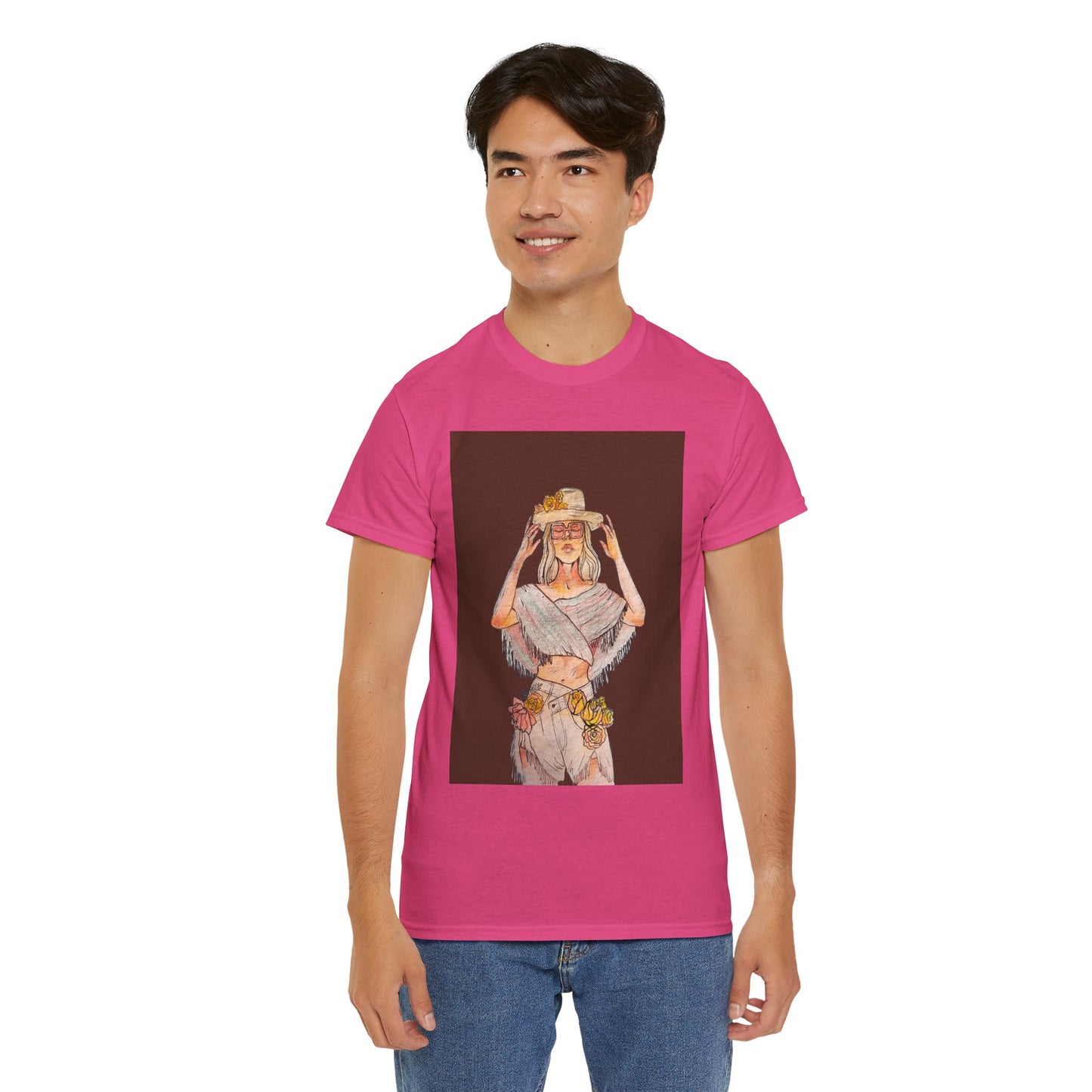 Bohemian Vibes Unisex Heavy Cotton Vintage Tee, Casual Wear, Summer Style Shirt, Gift for Her, Festival Outfit, Art-Inspired Apparel