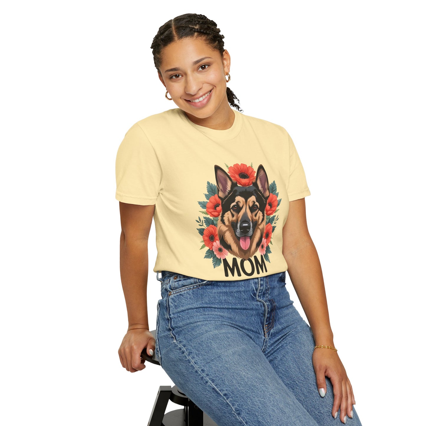 Floral German Shepherd Dog Mom T-Shirt, Perfect Gift for Dog Lovers, Mother’s Day, Birthday, Casual Wear, Comfortable Everyday Tee
