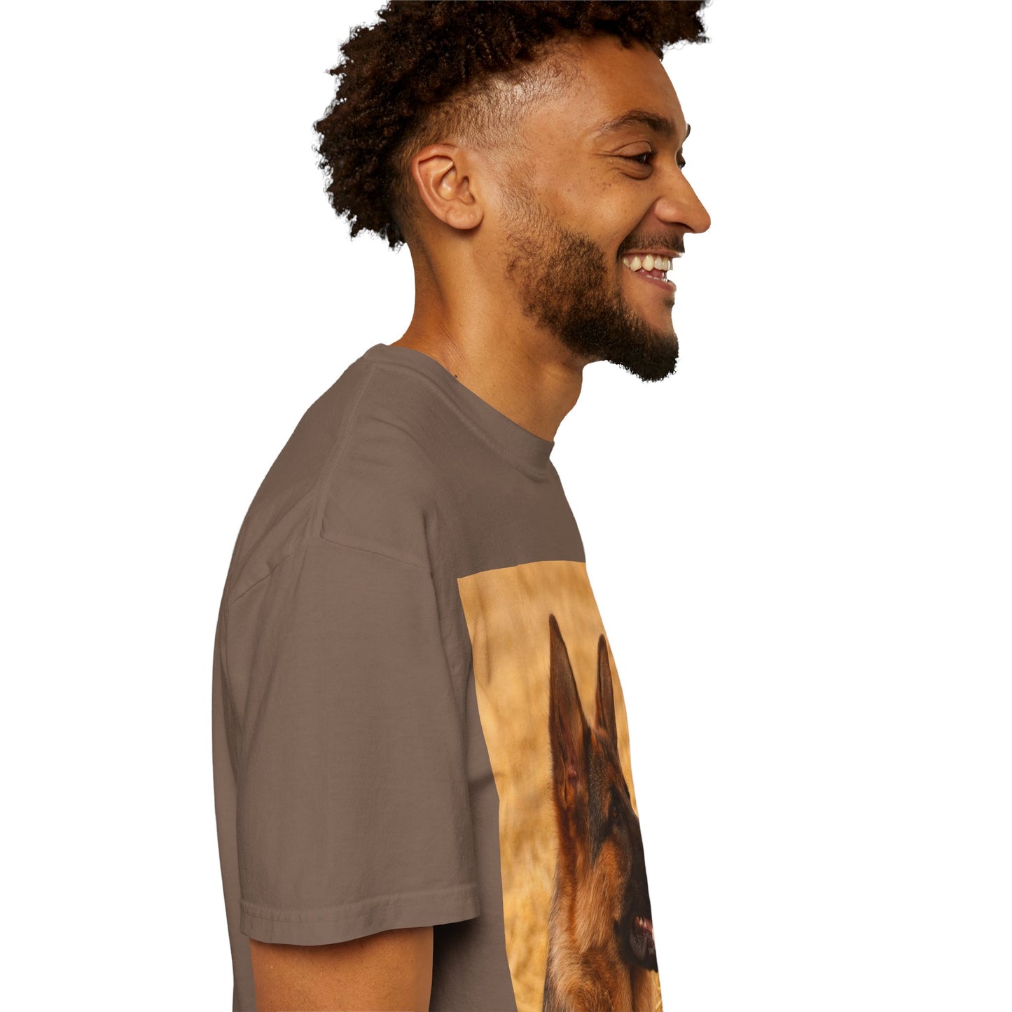 Unisex Dog Lovers T-Shirt Featuring German Shepherd Resting on the Dry Grass