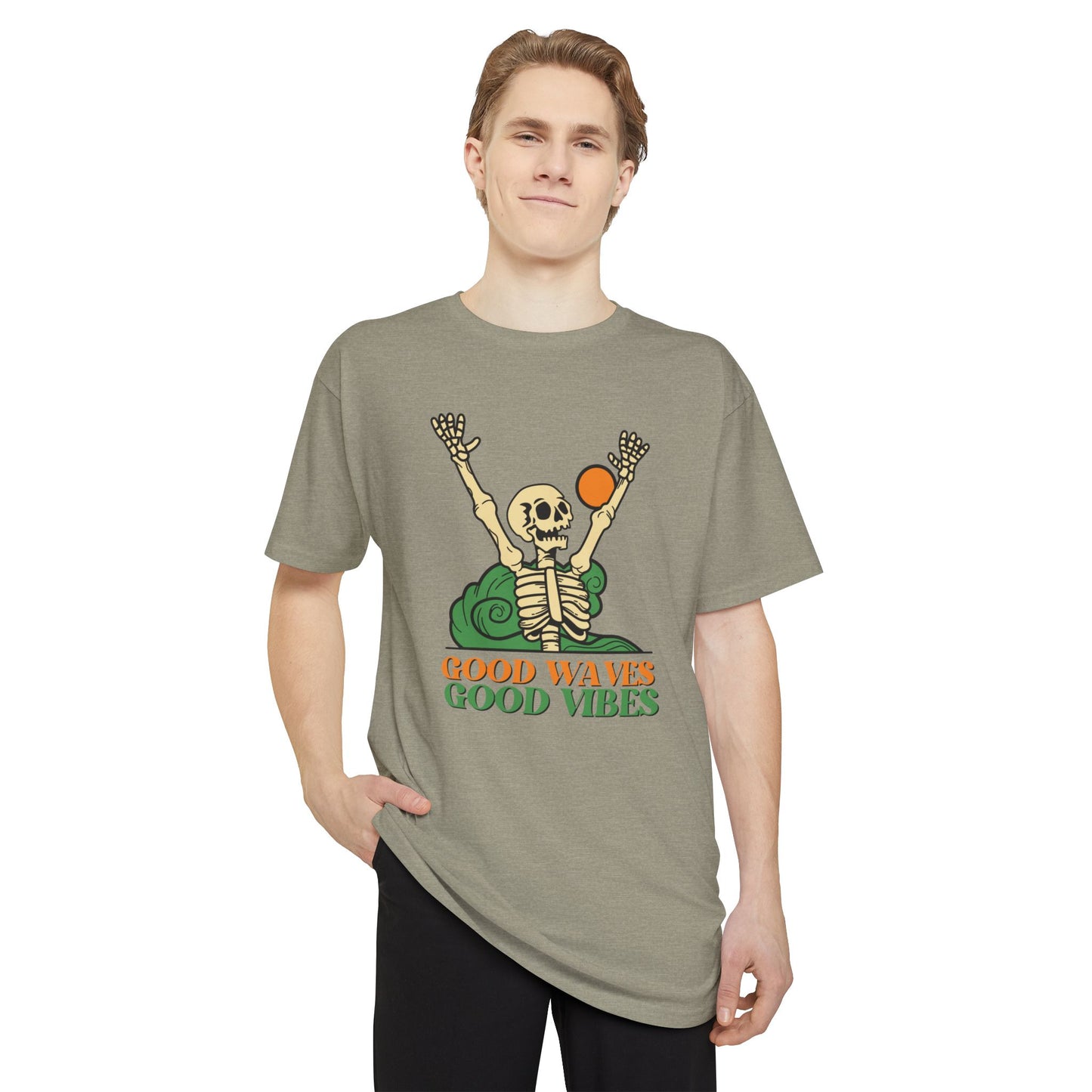 Good Waves Good Vibes Unisex Tee | Casual Summer Shirt, Urban Streetwear, Gift for Beach Lovers, Music Festivals, Adventure Spirit