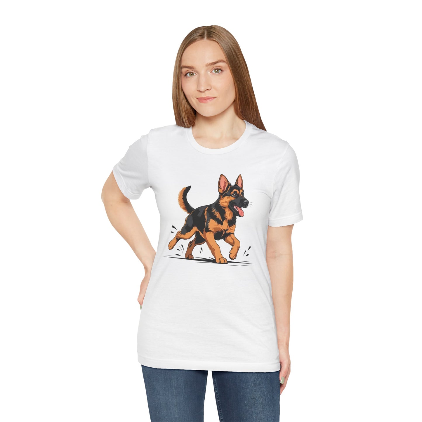 Playful German Shepherd Puppy Tee, Cute Dog Lover Gift, Pet Owner Shirt, Fun Animal Apparel, Unisex T-Shirt for Dog Enthusiasts