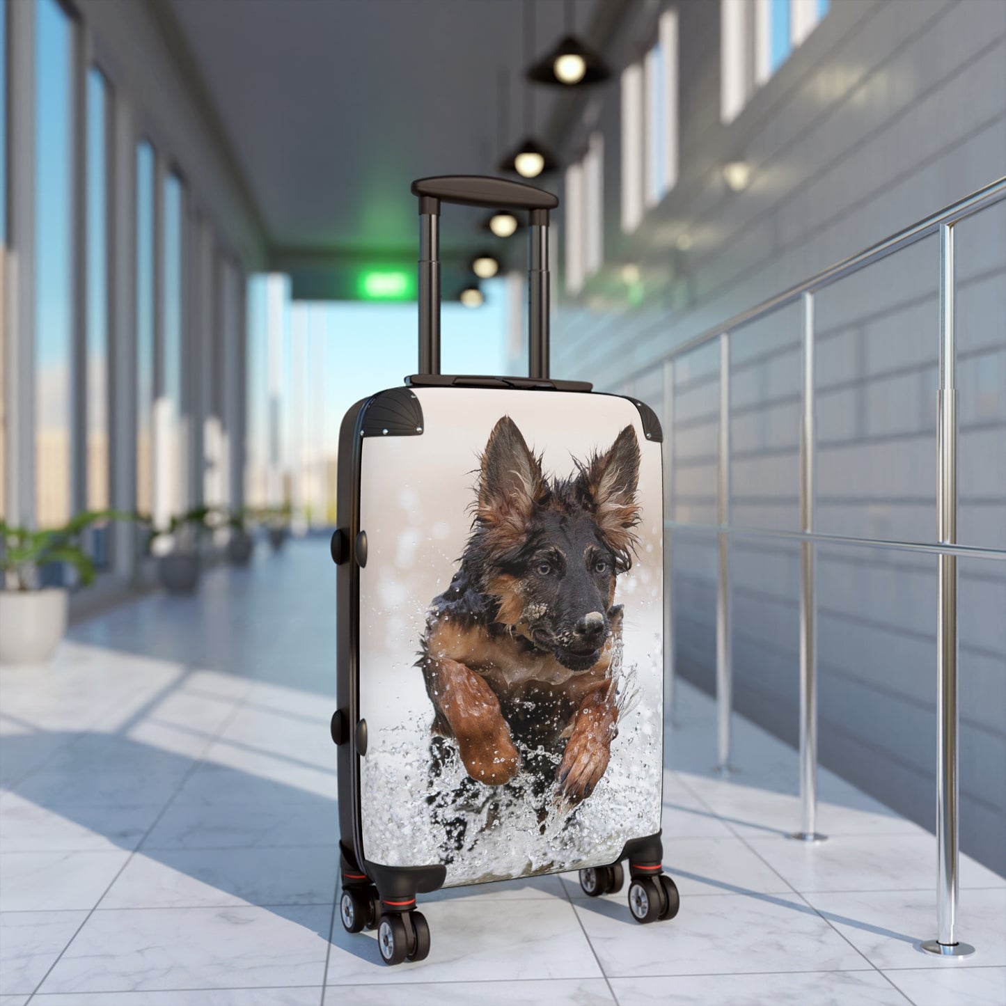 Dog Lover's Suitcase Featuring German Shepherd Jumping In The Water