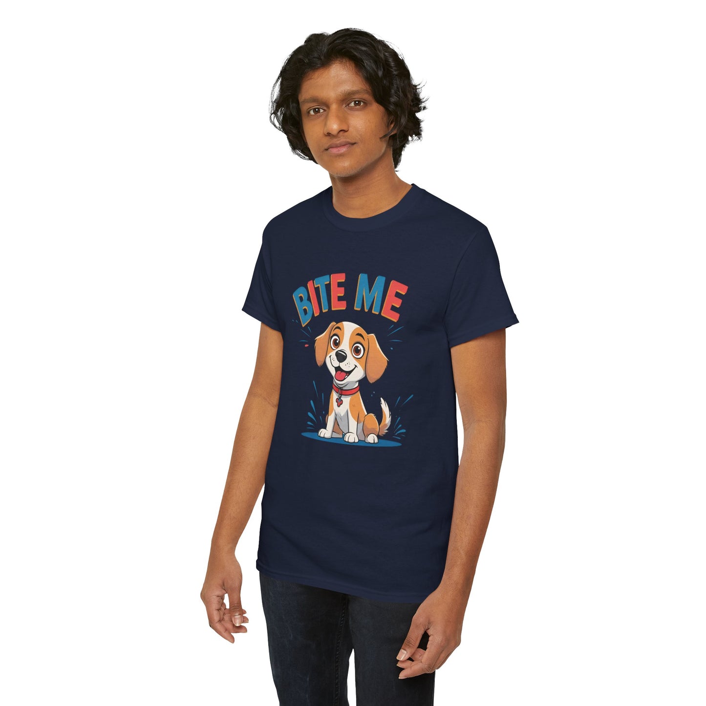 Playful Dog Lover Tee, Bite Me Unisex Cotton T-Shirt for Dog Trainers, Funny Gift for Dog Lovers, Cute Dog Apparel