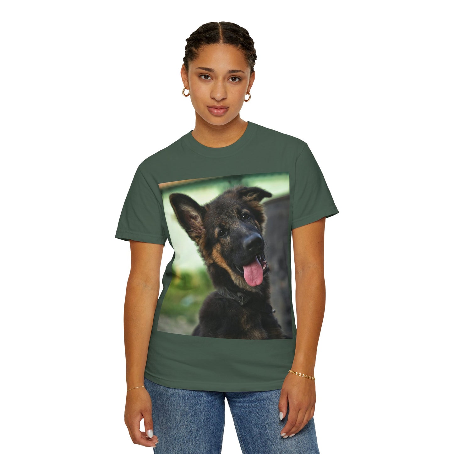 Happy Dog Graphic Unisex T-Shirt Featuring Cute German Shepherd Puppy