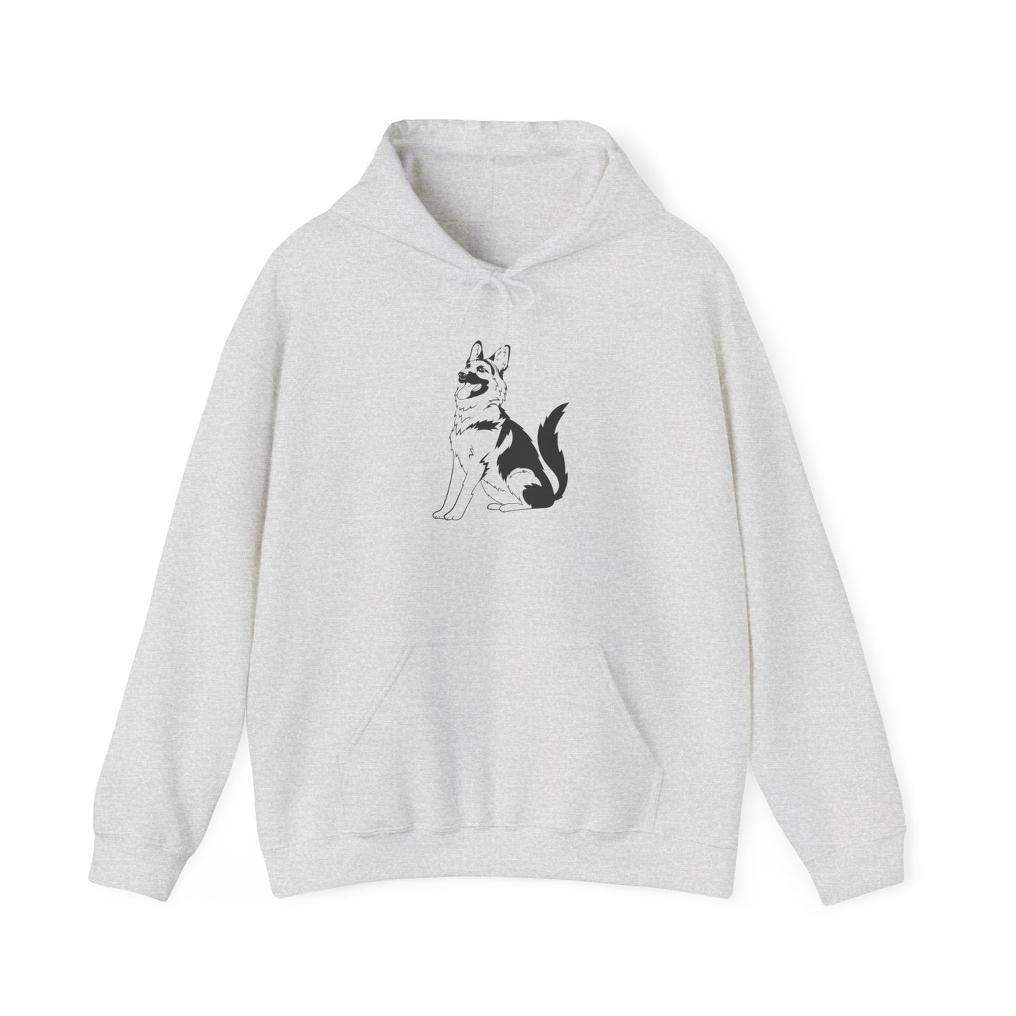Unisex Dog Lover Hoodie With a Graphic of Black and Transparent German Shepherd Sloppily Sitting