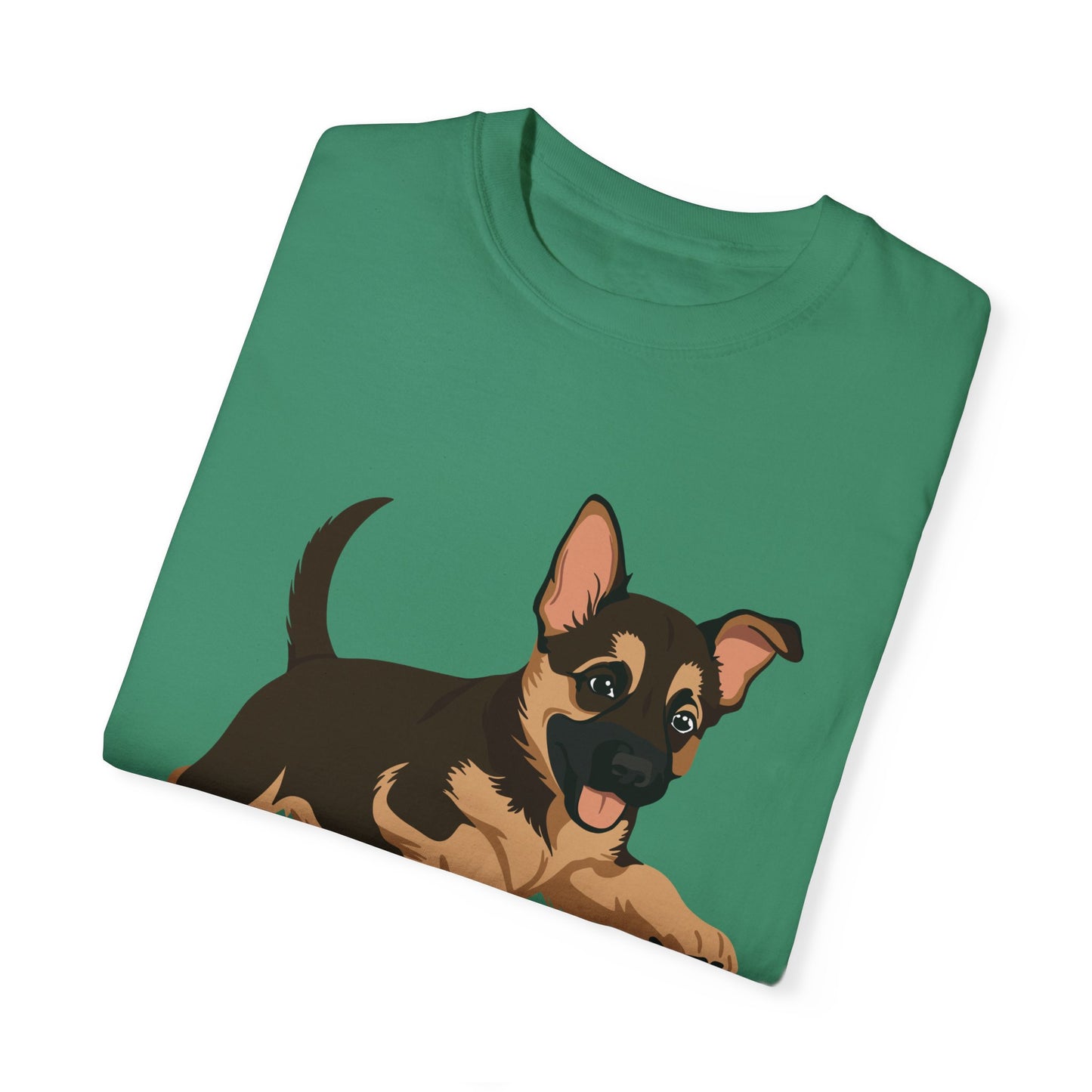 Unisex Dog Lover T-Shirt With a Graphic of Cute Playing German Shepherd Puppy