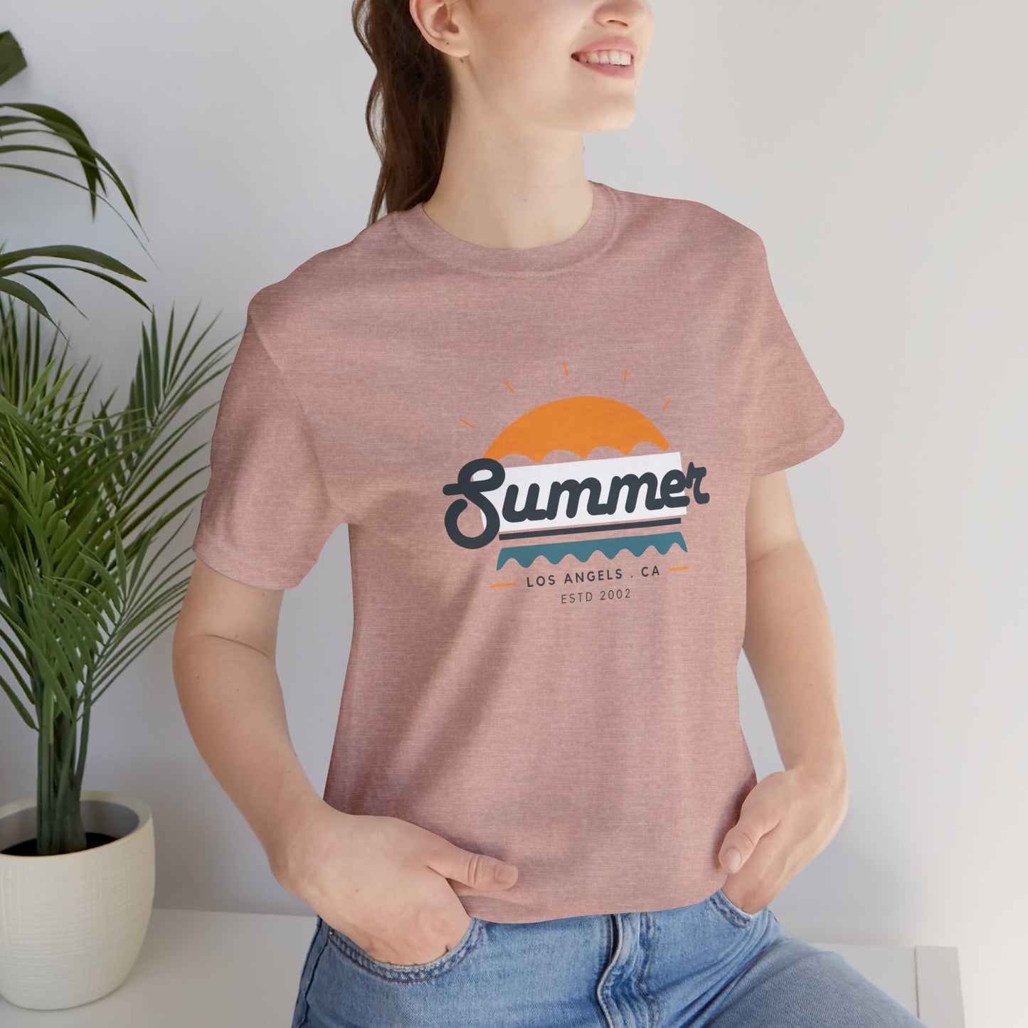 Summer Vibes Unisex Jersey Short Sleeve Tee, Beach Shirt, Casual Summer Wear, Gift for Friends, Coastal Adventure Top, LA Style Tee