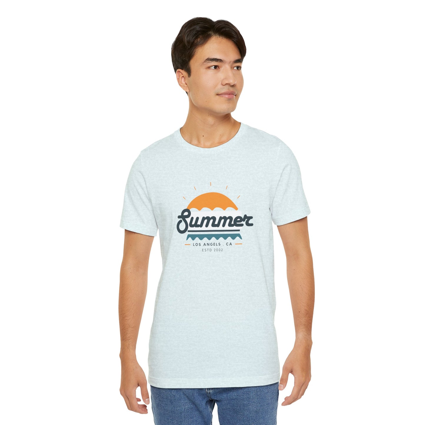 Summer Vibes Unisex Jersey Short Sleeve Tee, Beach Shirt, Casual Summer Wear, Gift for Friends, Coastal Adventure Top, LA Style Tee