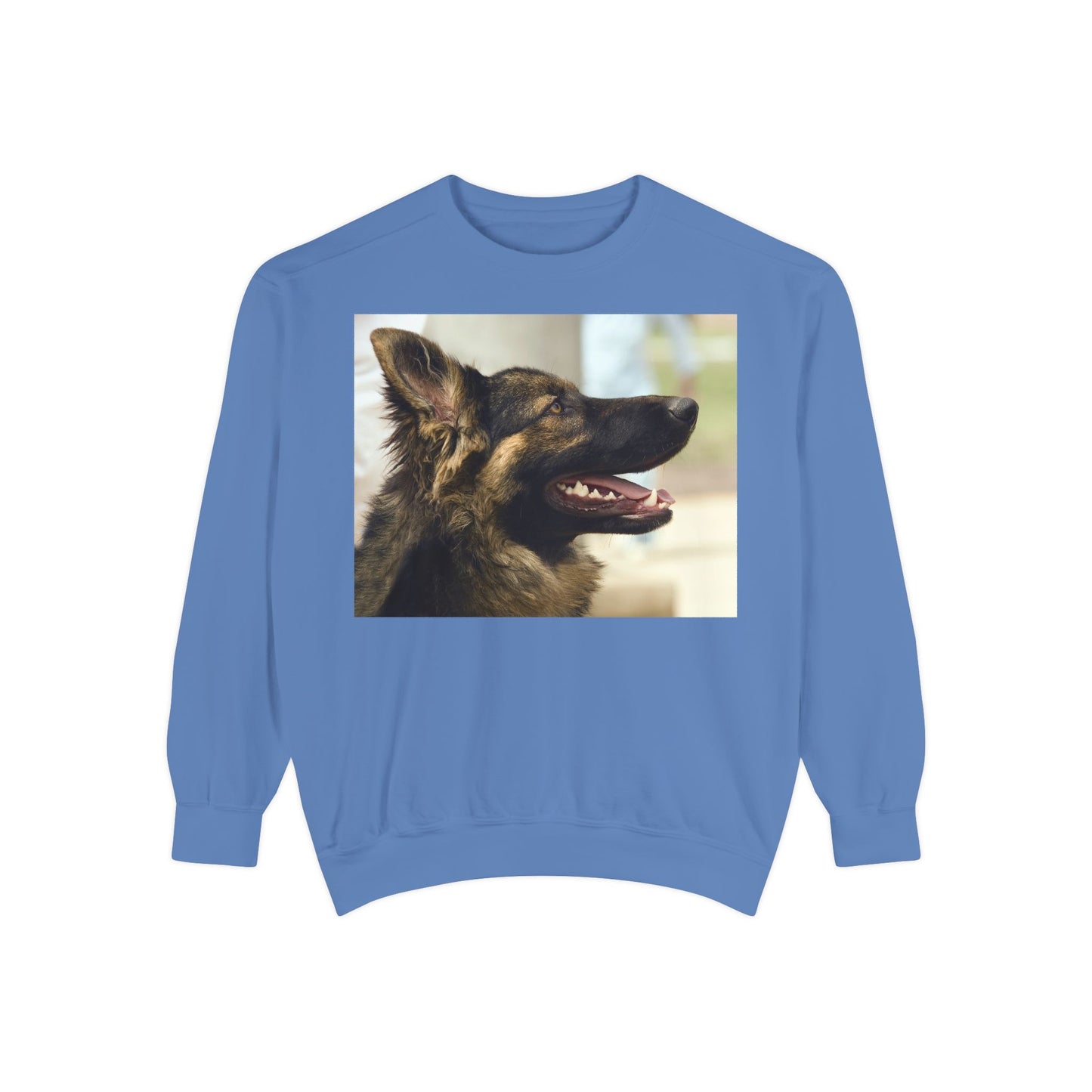 Unisex Dog Lover Sweatshirt With Close Up of Working German Shepherd Mouth Opened