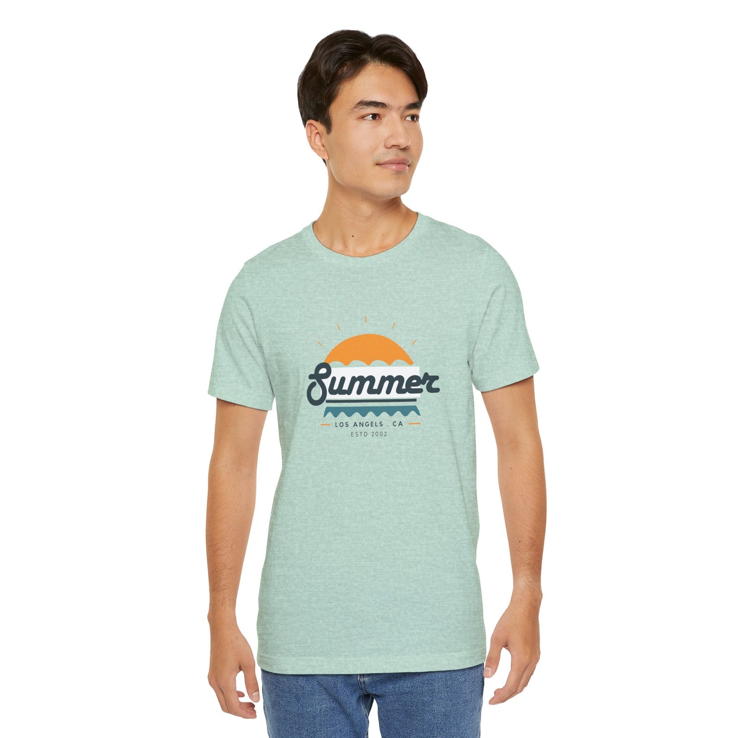 Summer Vibes Unisex Jersey Short Sleeve Tee, Beach Shirt, Casual Summer Wear, Gift for Friends, Coastal Adventure Top, LA Style Tee