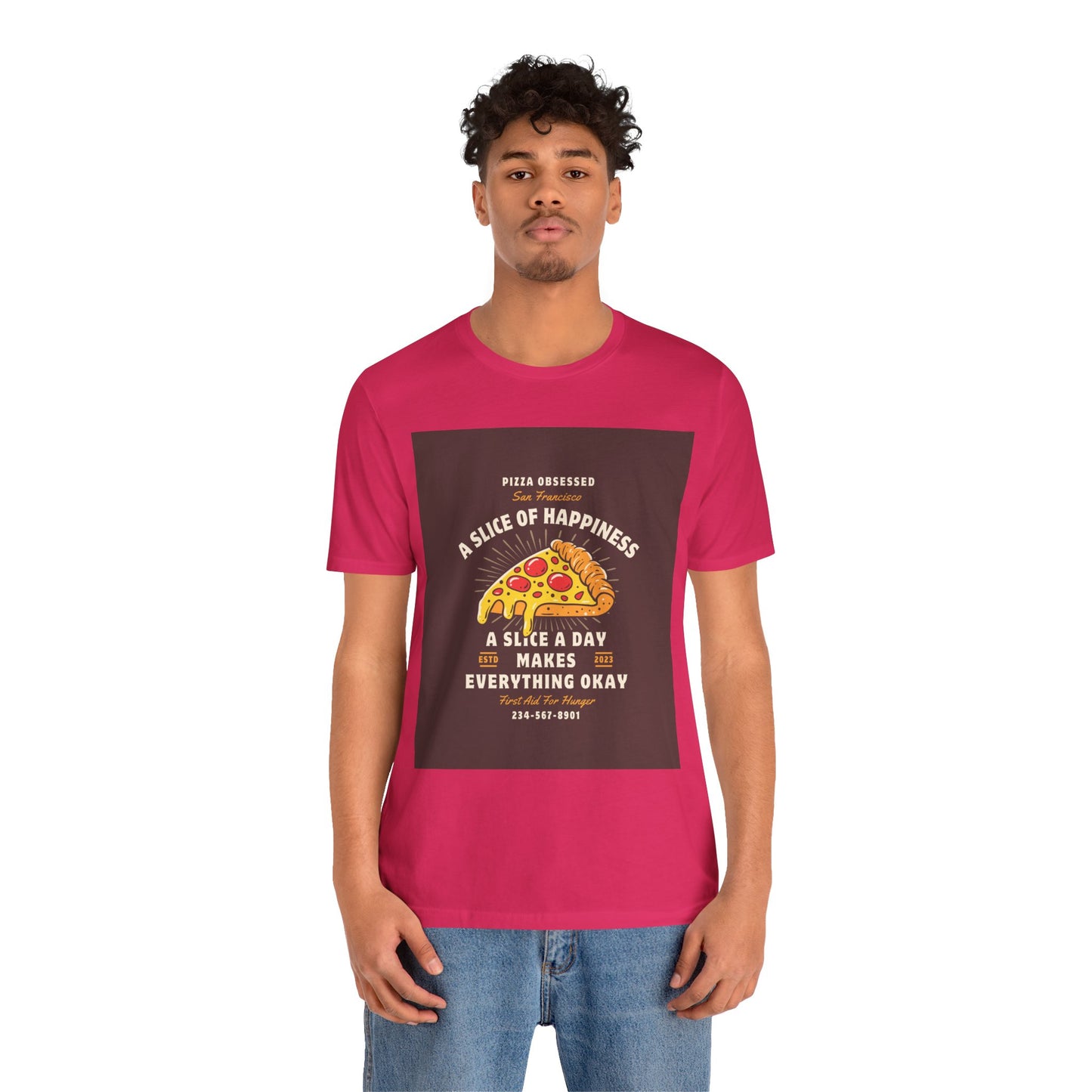 Pizza Lover's Happiness Tee, Fun Unisex T-Shirt, Casual Wear, Gift for Foodies, Pizza Party Attire, Comfortable Daily Shirt