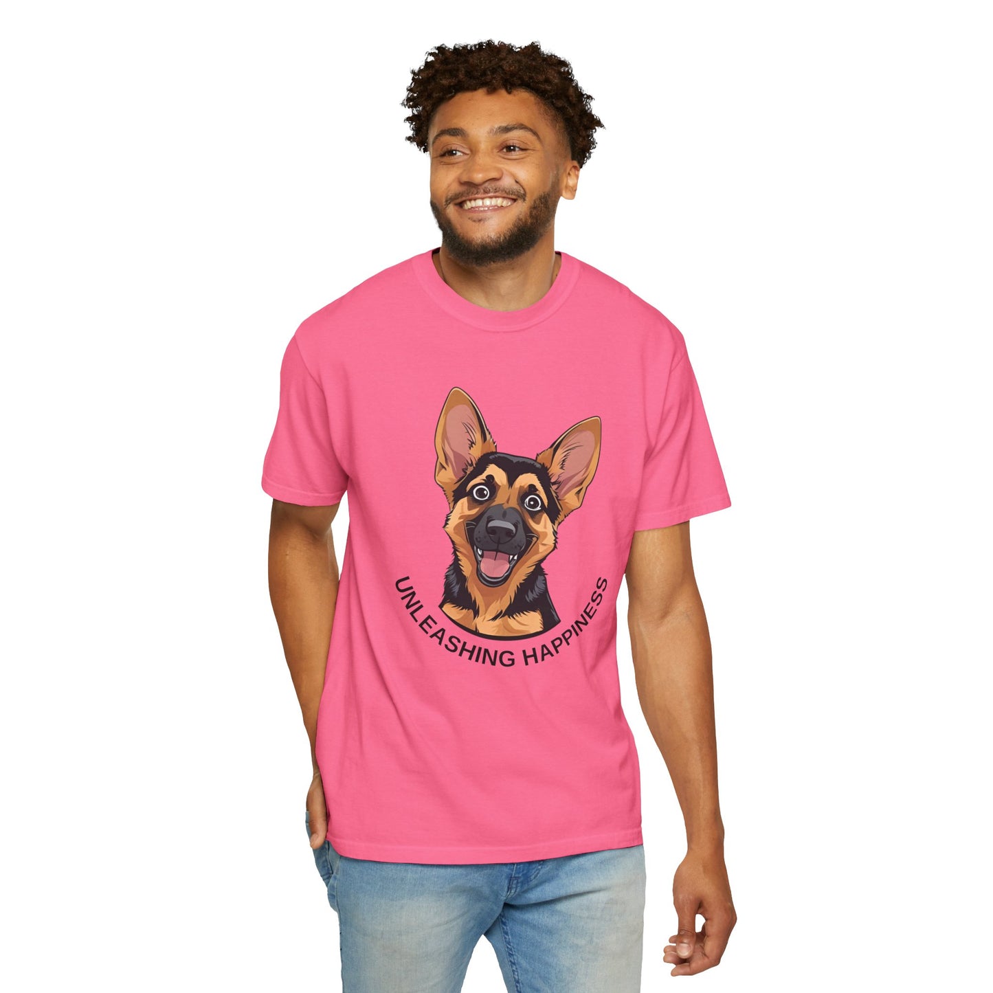 Happy Dog Graphic Tee, Unisex German Shepherd Puppy T-Shirt - Unleashing Happiness, Pet Lover Gift, Animal Lovers Apparel, Unique Dog Lover Shirt