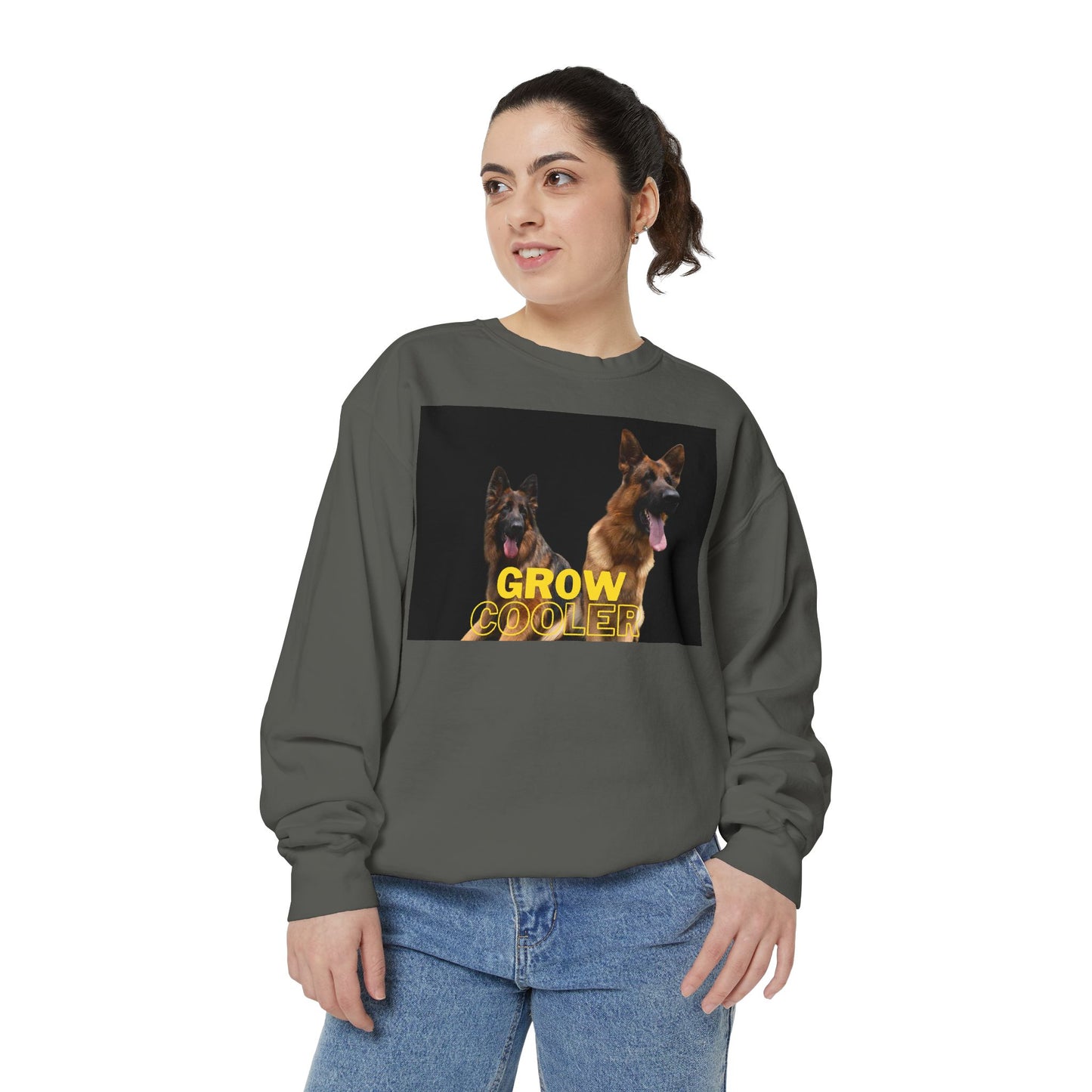 Unisex Dog Lover Sweatshirt With Two German Shepherds and Caption Grow Cooler
