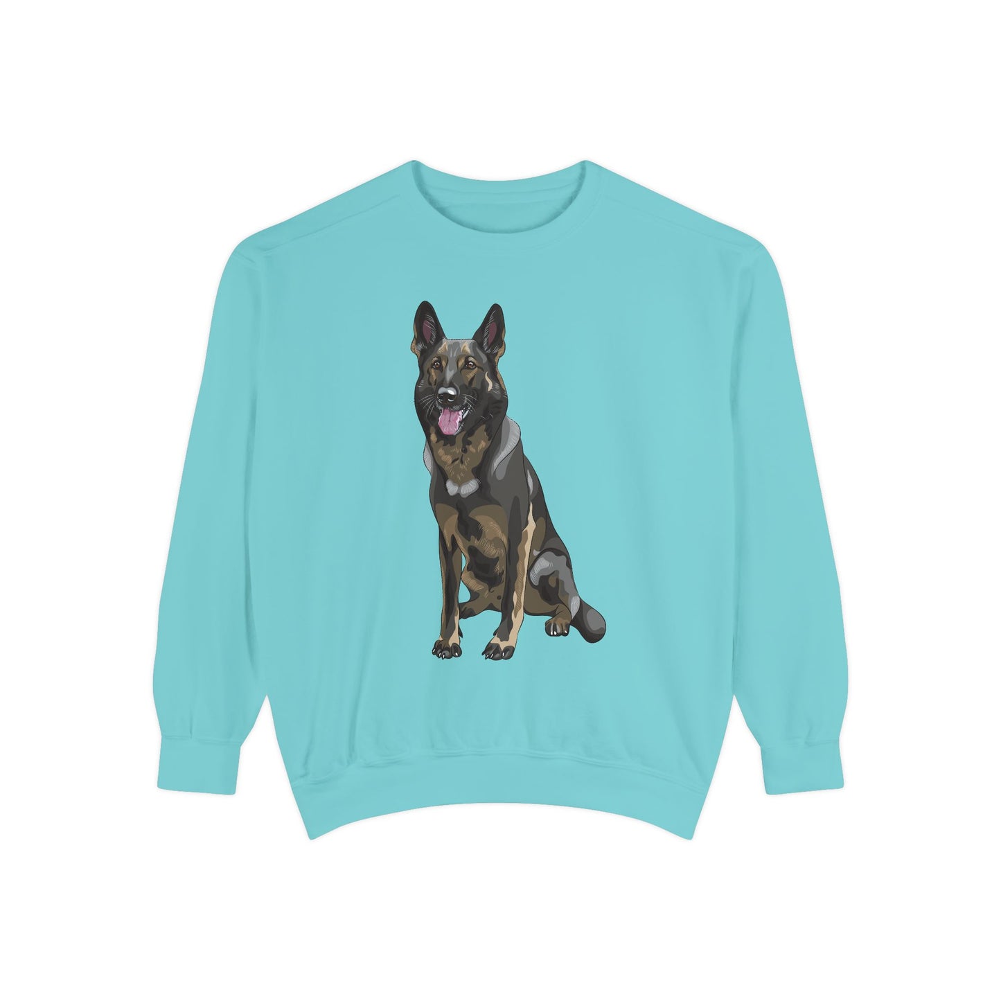 Unisex Dog Lover Sweatshirt With a Graphic of Sable German Shepherd Sloppily Sitting