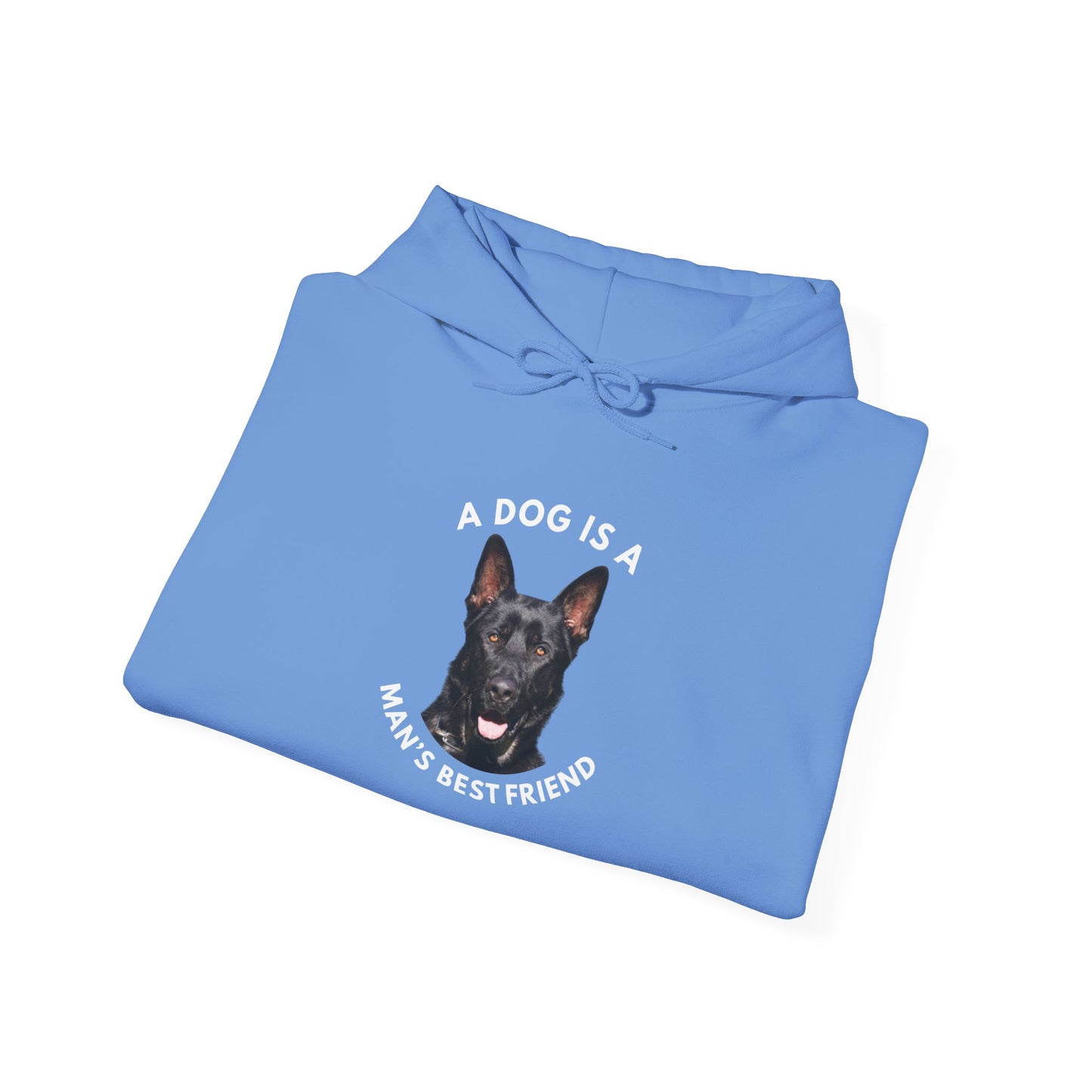 Unisex Dog Lover Hoodie With Close Up of German Shepherd and Caption A Dog Is A Man's Best Friend