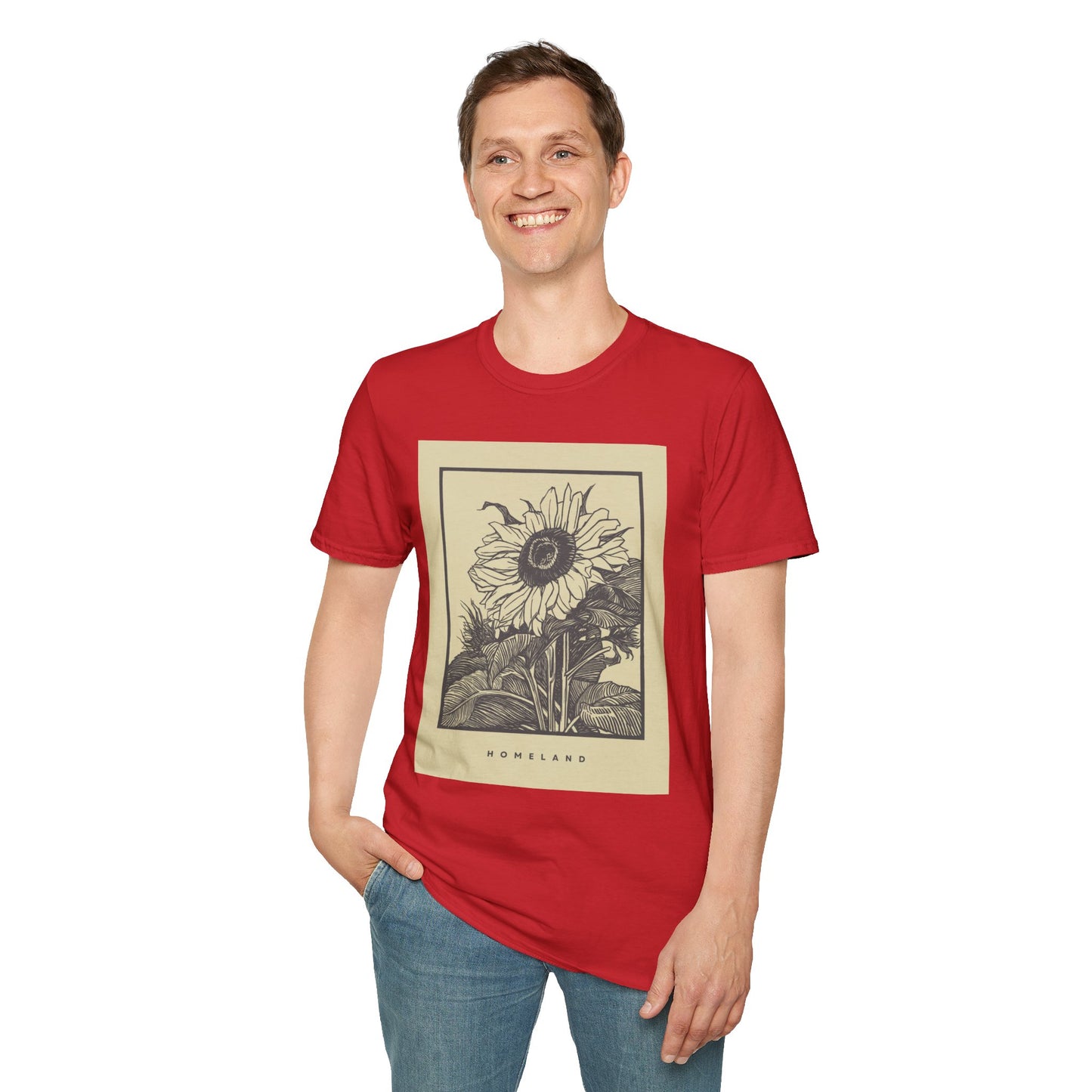 Vintage Sunflower Unisex T-Shirt, Softstyle Tee, Casual Wear, Nature Lover Gift, Summer Fashion, Homelands Design