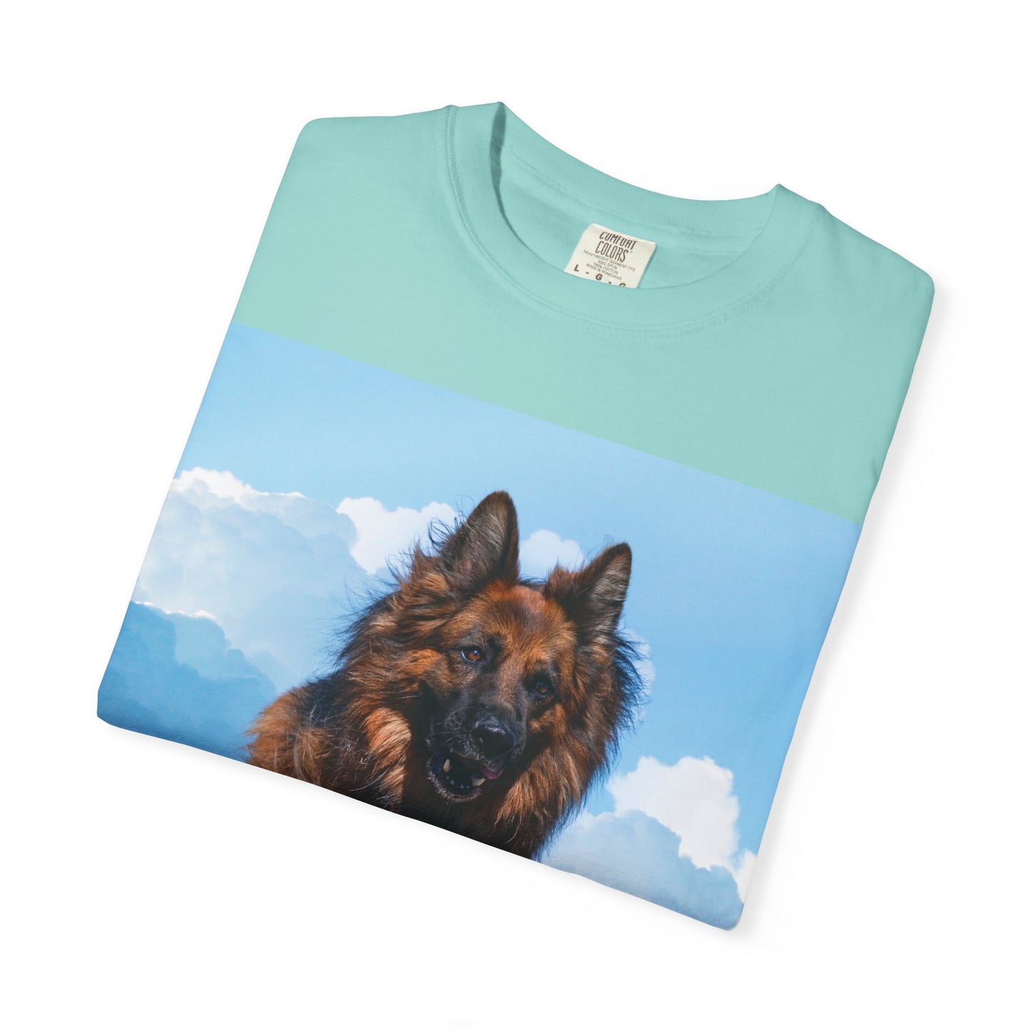 Unisex Dog Lovers T-Shirt Featuring a German Shepherd Jumping An Agility Fence