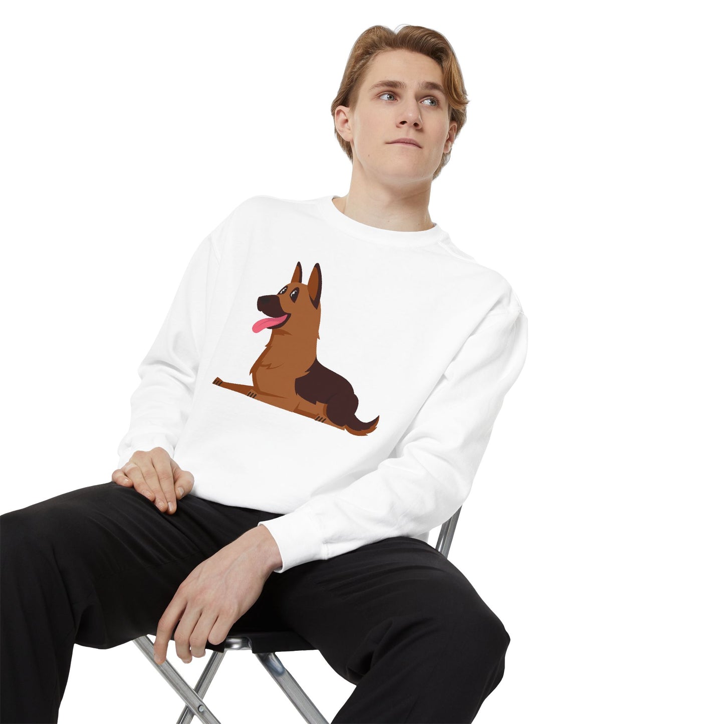 Unisex Dog Lover Hoodie With Graphic of a German Shepherd Leaving Tongue Out