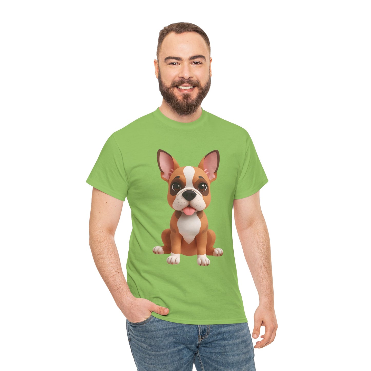 Cute 3D French Bulldog T-Shirt Unisex Heavy Cotton Tee, Dog Lover Gift