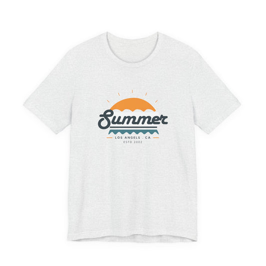 Summer Vibes Unisex Jersey Short Sleeve Tee, Beach Shirt, Casual Summer Wear, Gift for Friends, Coastal Adventure Top, LA Style Tee