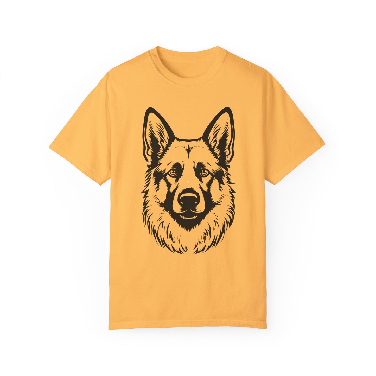 Unisex Dog Lover T-Shirt With a Close Up Graphic of Black and Transparent German Shepherd