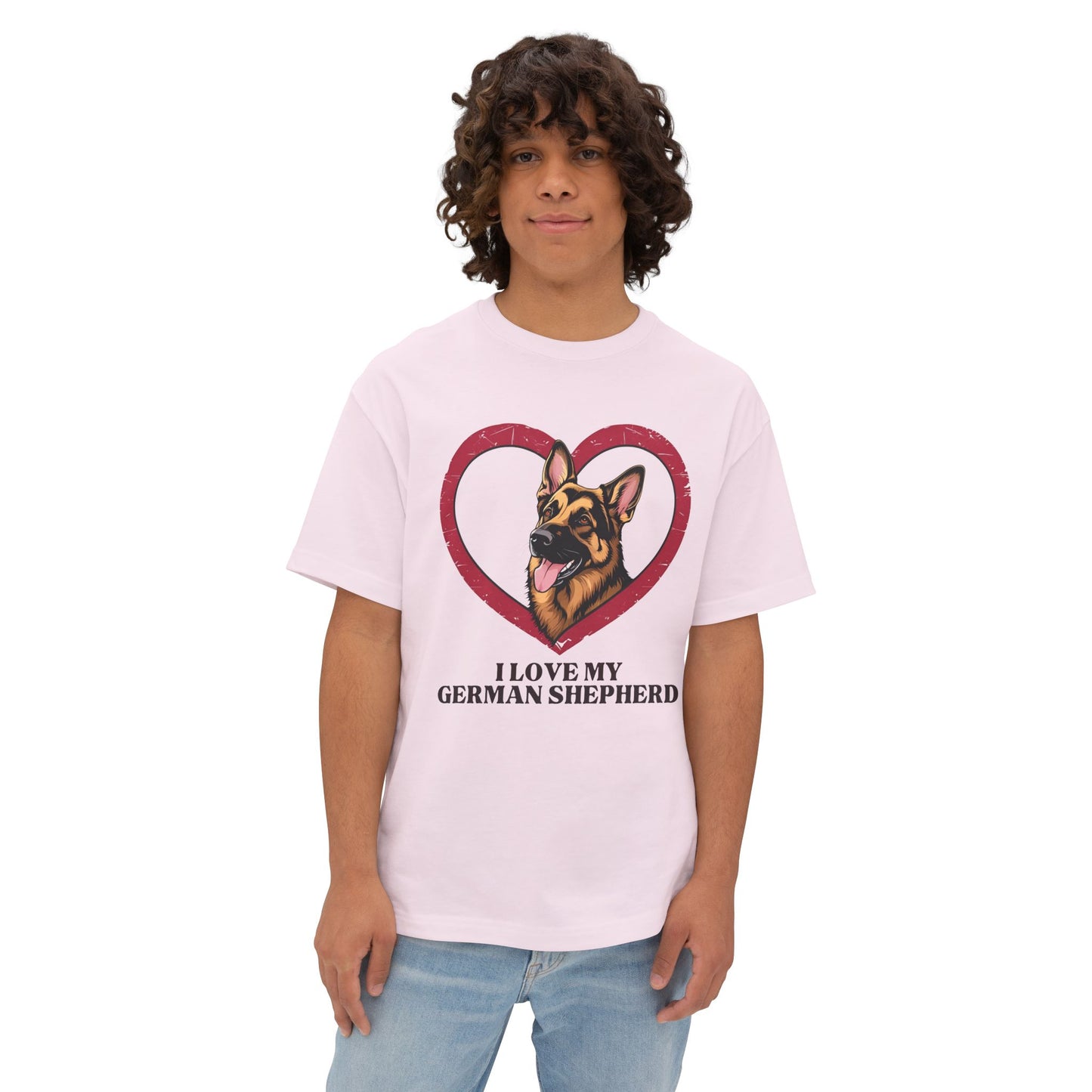 I Love My German Shepherd Unisex Oversized Boxy Tee, Dog Lover Shirt, Pet Owner Gift, Casual Wear, Animal Lover Gift, Birthday Gift