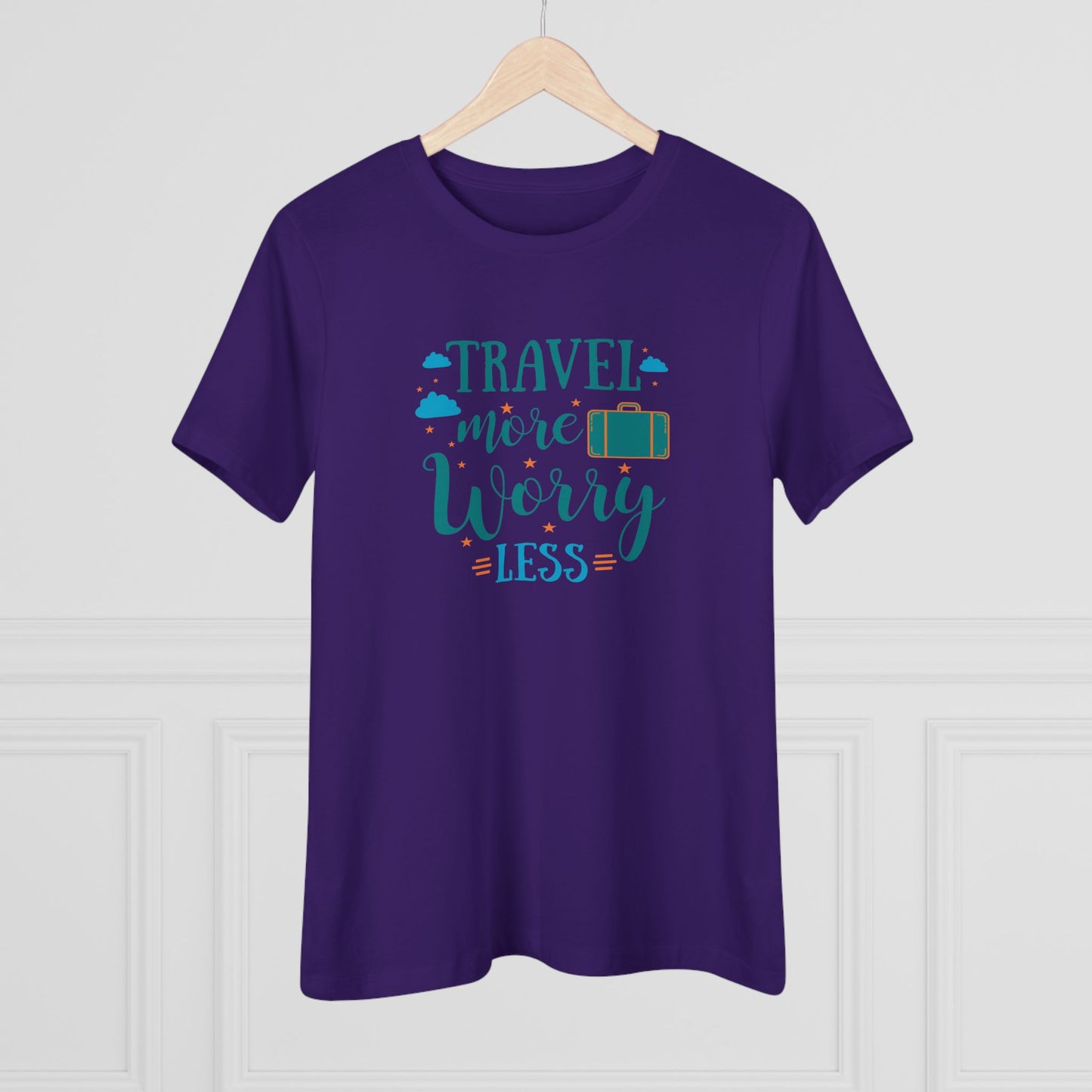 Travel More Worry Less Women's Cotton Tee, Travel Shirt, Vacation Top, Adventure Tee, Gift for Travelers