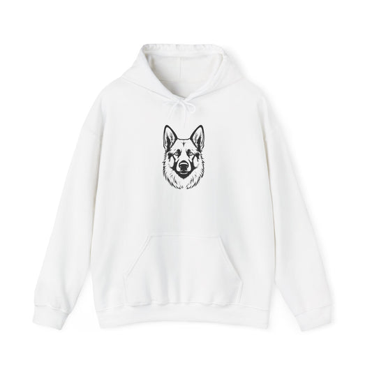 Unisex Dog Lover Hoodie With a Close Up Graphic of Black and Transparent German Shepherd