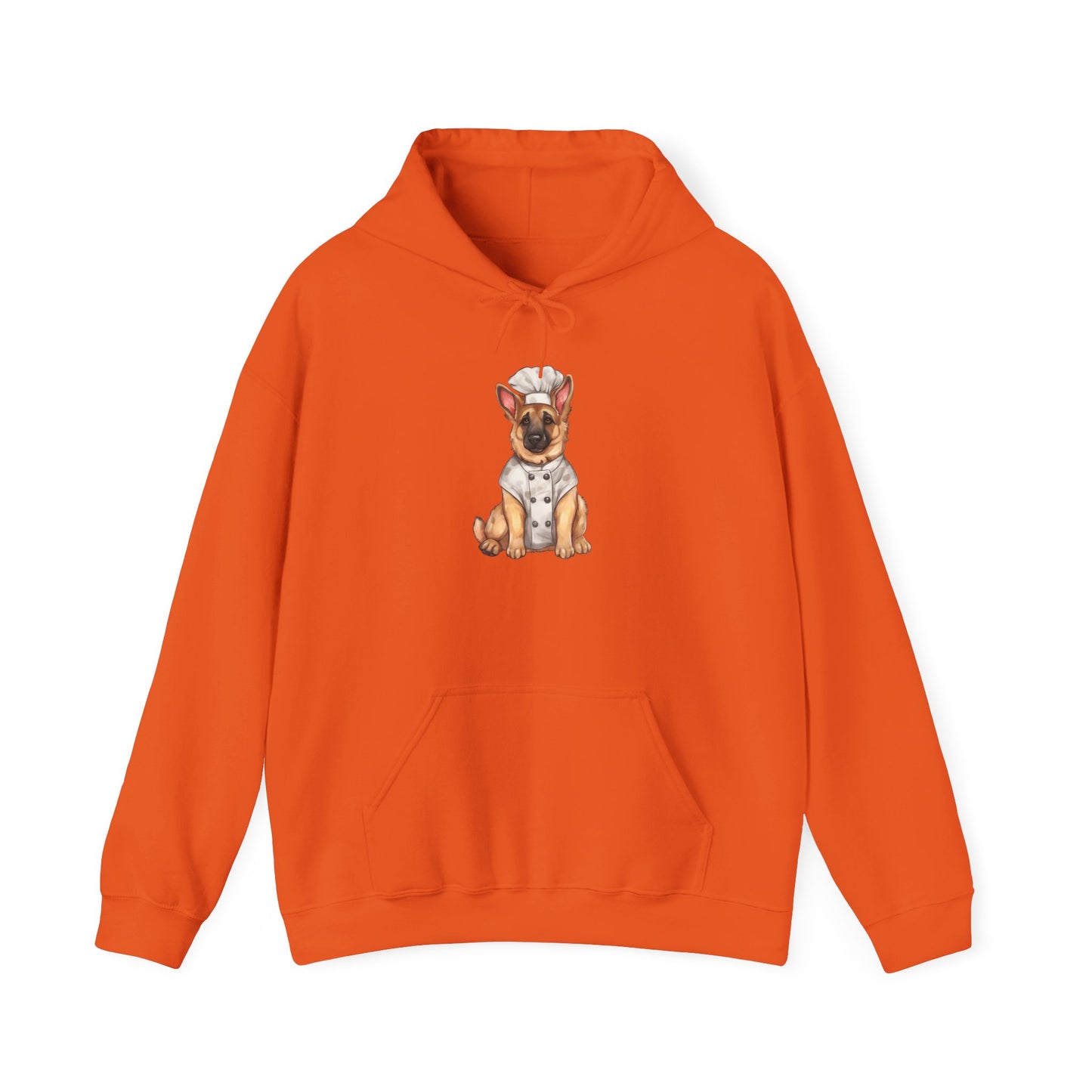 Unisex Dog Lover Hoodie With a Graphic of German Shepherd Wearing Chef Suit