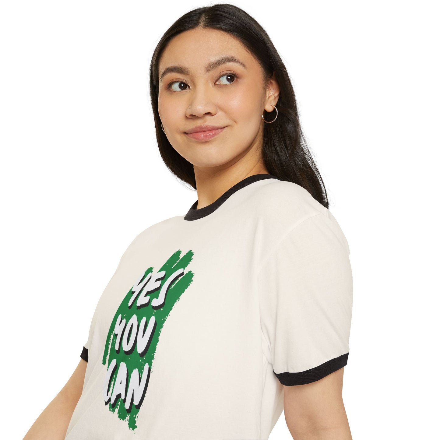 Yes You Can Unisex Cotton Ringer T-Shirt, Motivational Tee, Casual Wear, Gift for Friends, Positive Vibes, Everyday Comfort