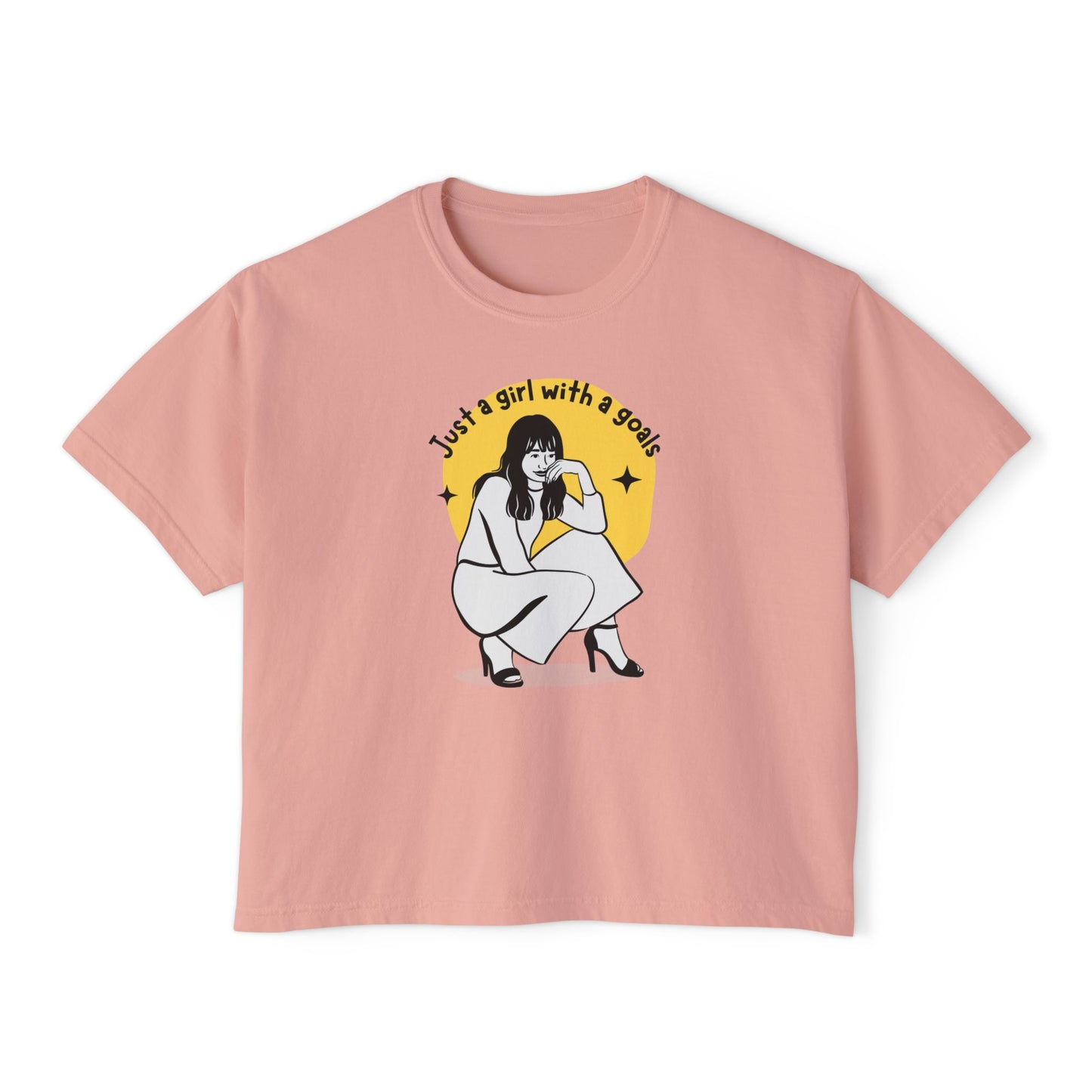 Just a Girl With Goals Women's Boxy Tee, Casual Graphic Shirt, Cute Trendy Top, Motivational Tee, Gift for Her, Everyday Wear