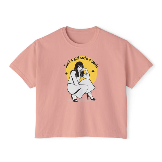 Just a Girl With Goals Women's Boxy Tee, Casual Graphic Shirt, Cute Trendy Top, Motivational Tee, Gift for Her, Everyday Wear