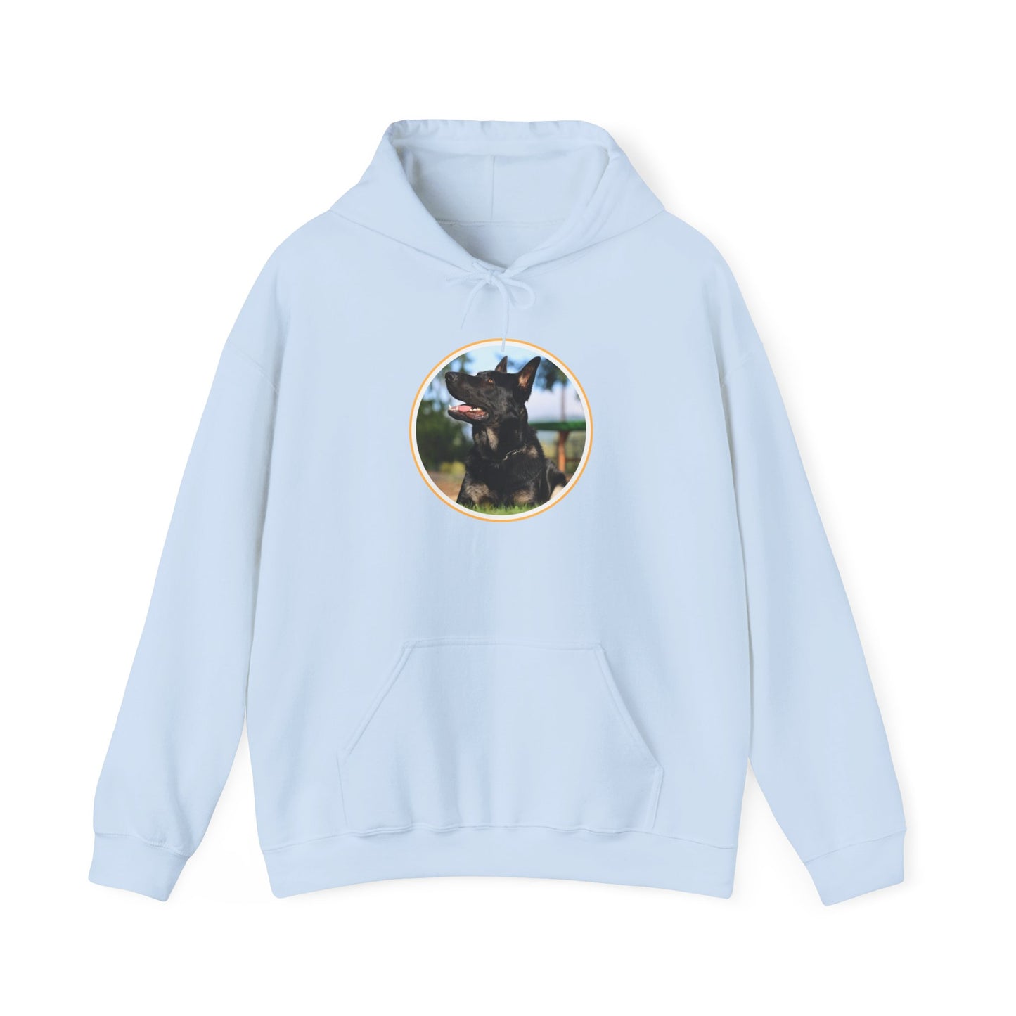 Unisex Dog Lover Hoodie With Bicolor German Shepherd with Intense Expression