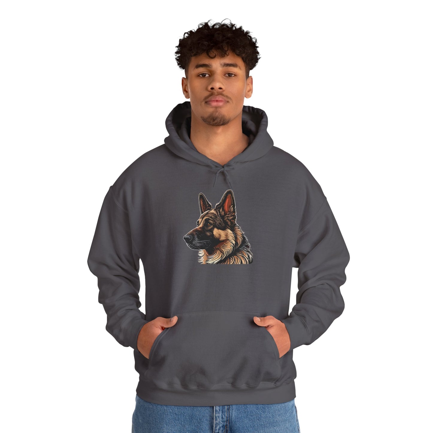 Unisex Dog Lover Hoodie With a Close Up Graphic of Black and Tan German Shepherd