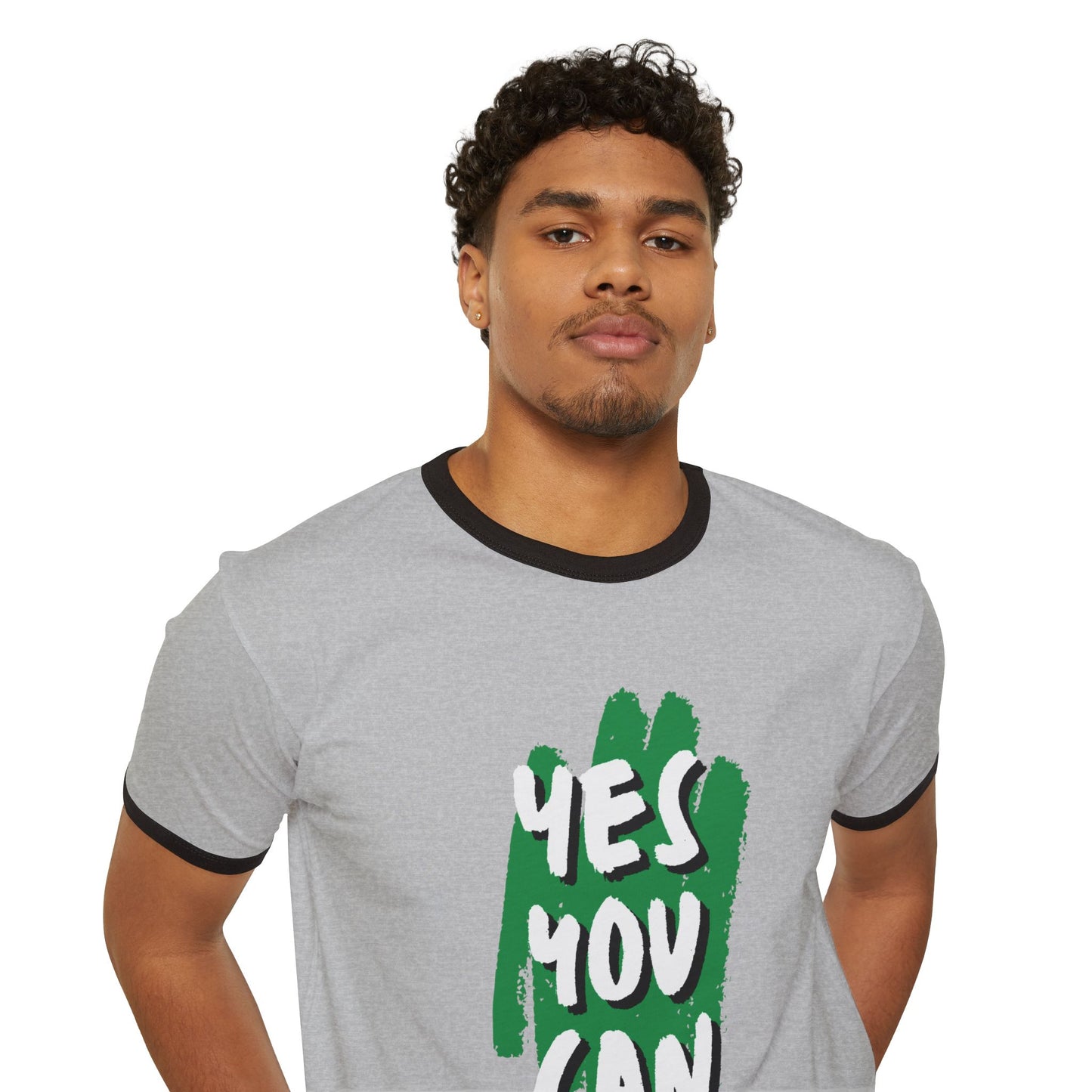 Yes You Can Unisex Cotton Ringer T-Shirt, Motivational Tee, Casual Wear, Gift for Friends, Positive Vibes, Everyday Comfort