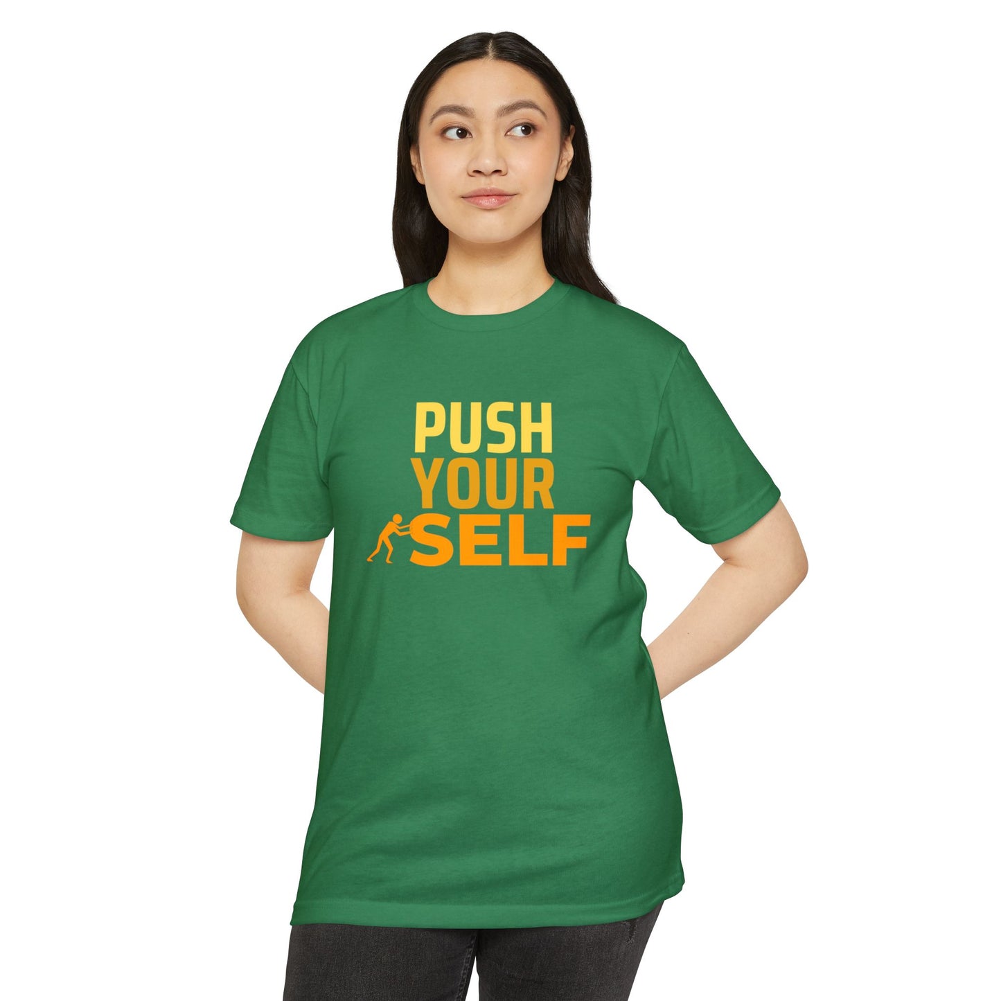 Motivational Fitness T-Shirt – "Push Your Self" - Cool Graphic Tee, Workout Shirt, Gift for Gym Lovers, Unisex Activewear, Casual Wear