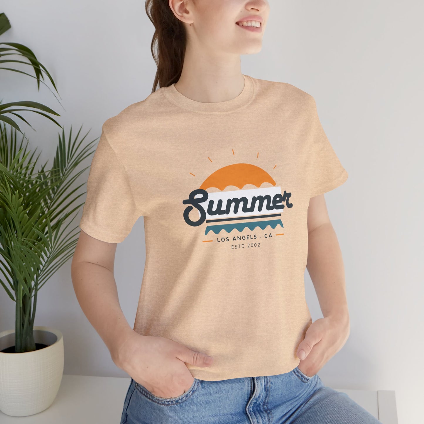 Summer Vibes Unisex Jersey Short Sleeve Tee, Beach Shirt, Casual Summer Wear, Gift for Friends, Coastal Adventure Top, LA Style Tee