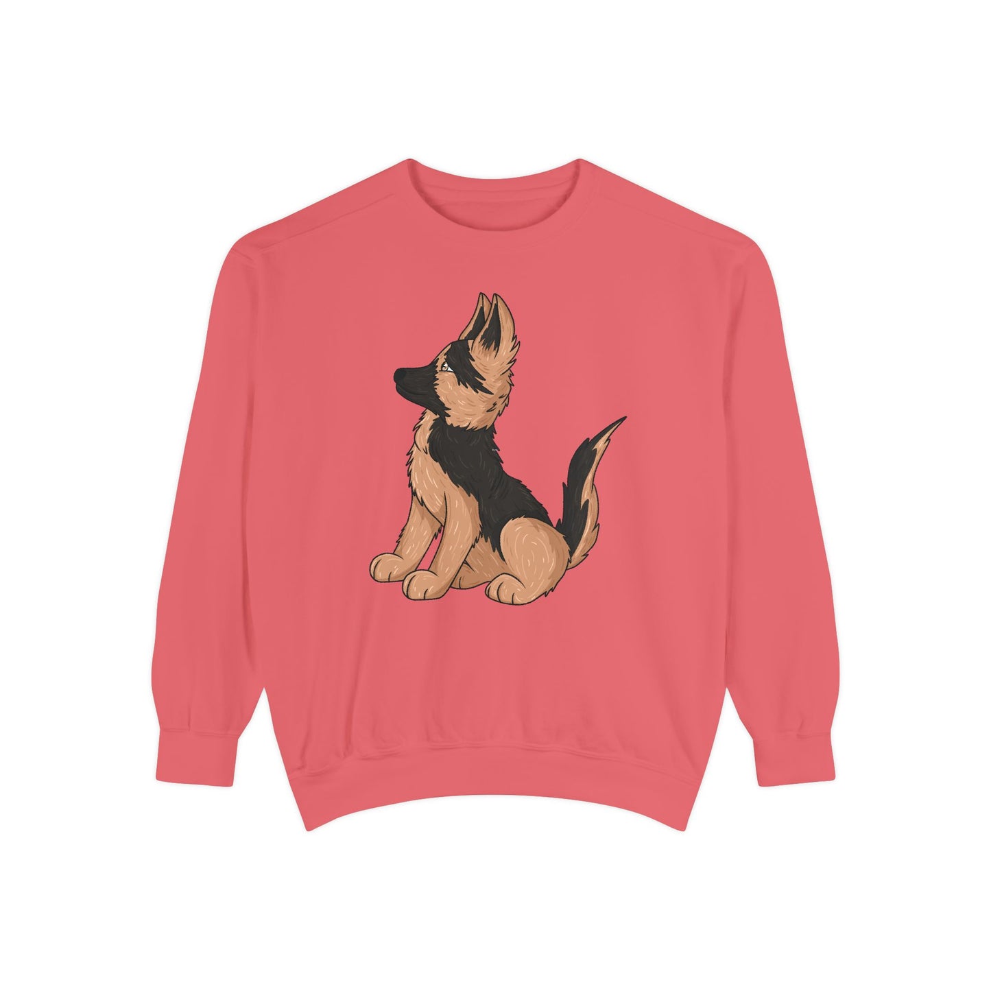 Unisex Dog Lover Sweatshirt With a Graphic of Cute German Shepherd Puppy Looking Upward
