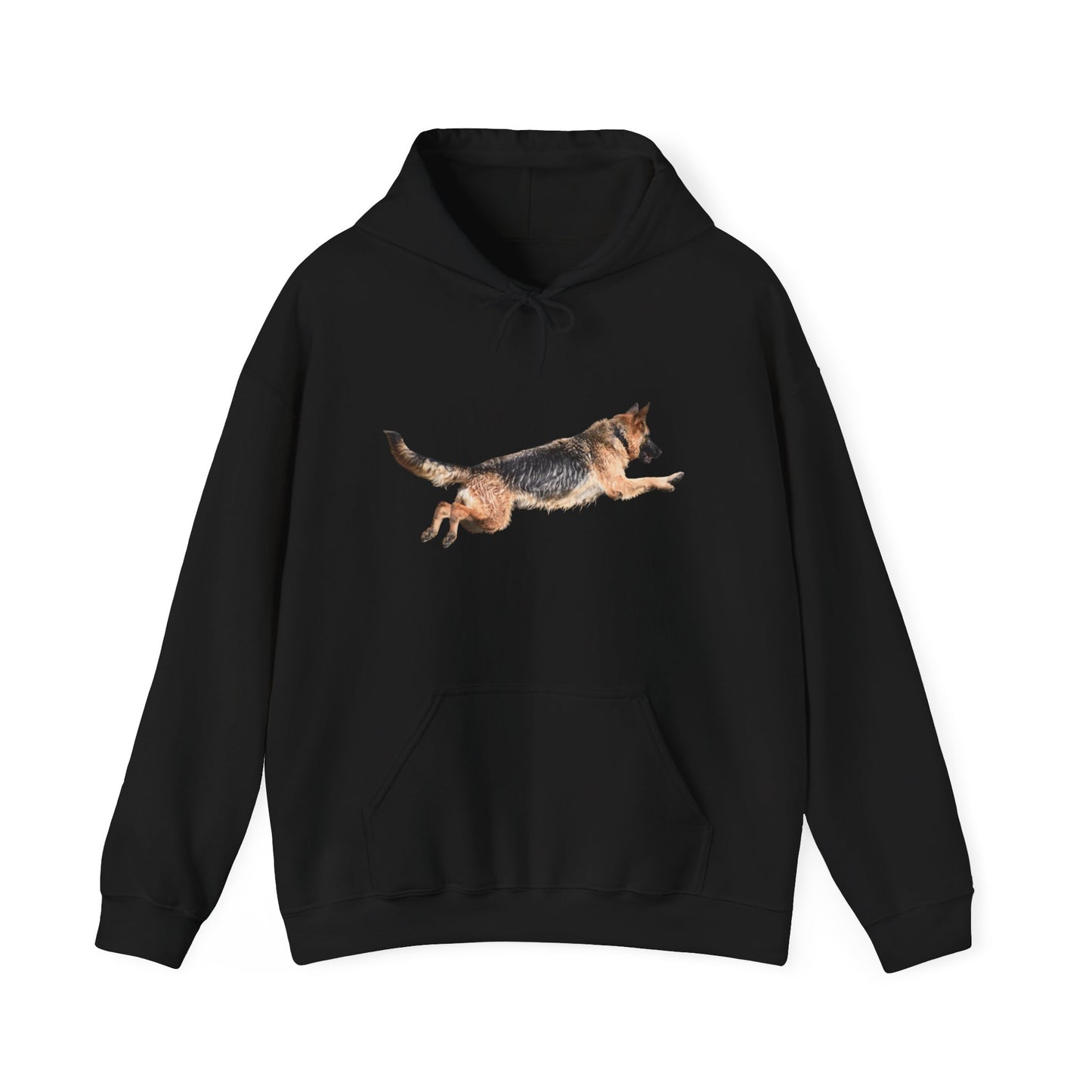 Unisex Dog Lover Hoodie With a Wet German Shepherd Jumping in the Air